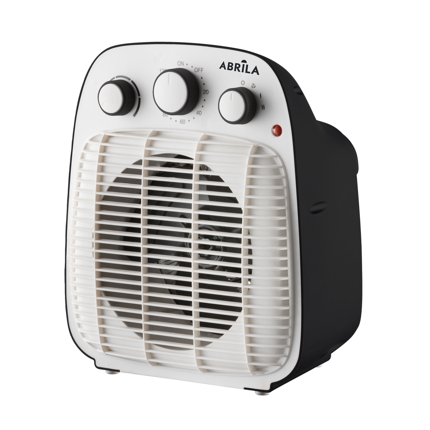 Termoventilador eléctrico LESOTO 2000W de Fabrilamp, blanco y negro, con temporizador y sistema de seguridad.