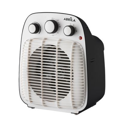 Termoventilador eléctrico LESOTO 2000W de Fabrilamp, blanco y negro, con temporizador y sistema de seguridad.