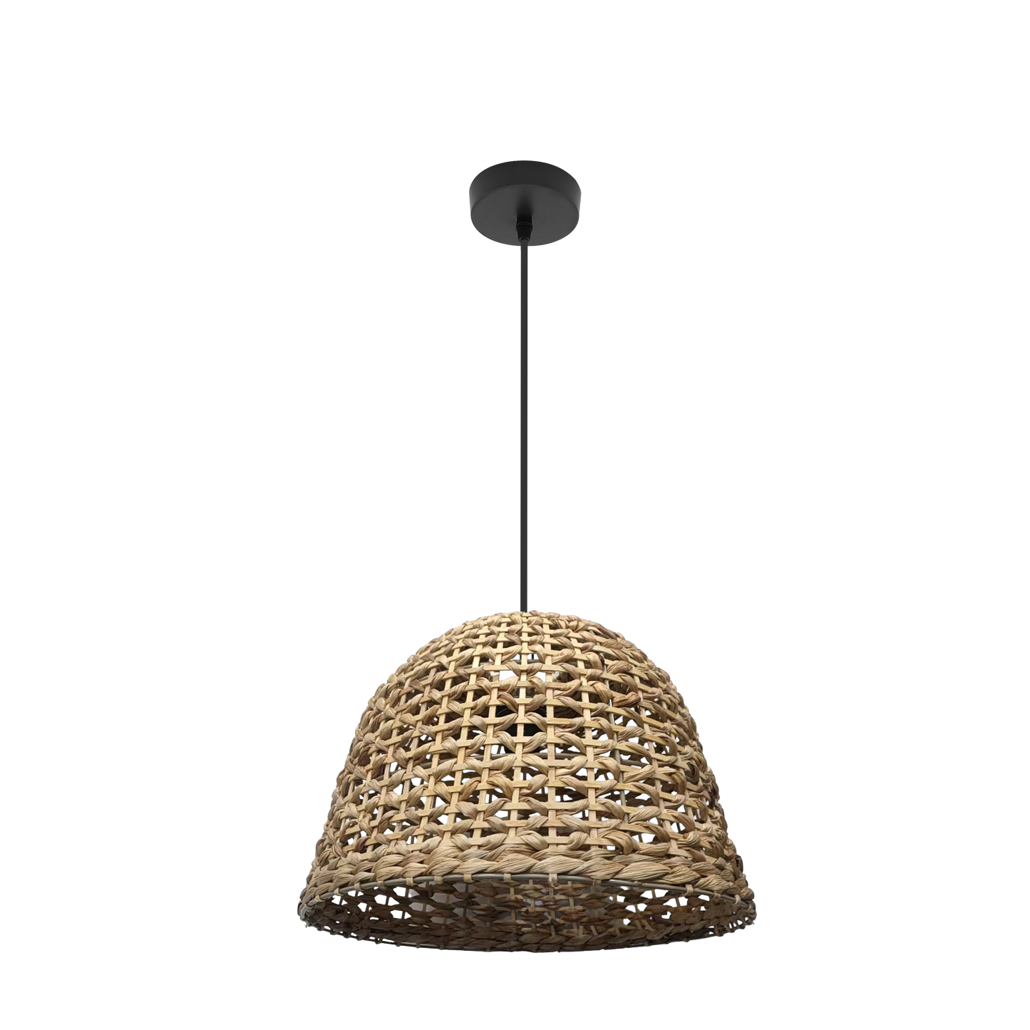 Colgante Darro fabricado en metal y vegetal marino color negro/natural, iluminación acogedora