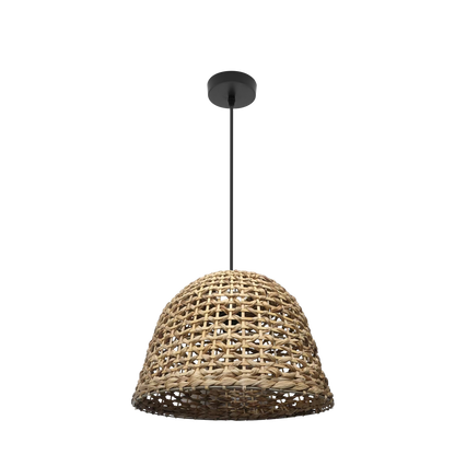 Colgante Darro fabricado en metal y vegetal marino color negro/natural, iluminación acogedora