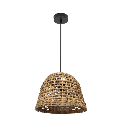 Colgante Darro fabricado en metal y vegetal marino color negro y natural, estilo decorativo natural