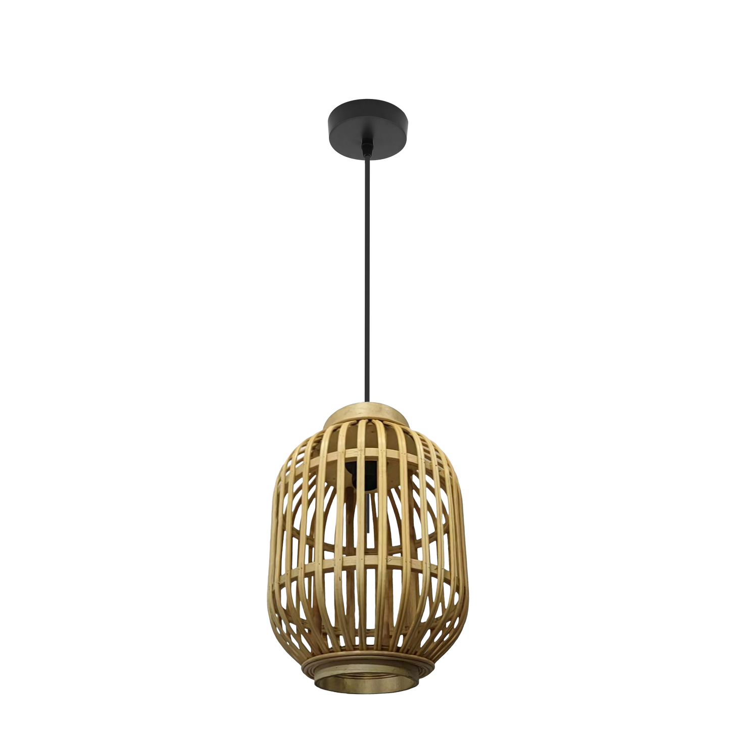 Colgante Diezma fabricado en metal y bambú color negro natural, ideal para interiores