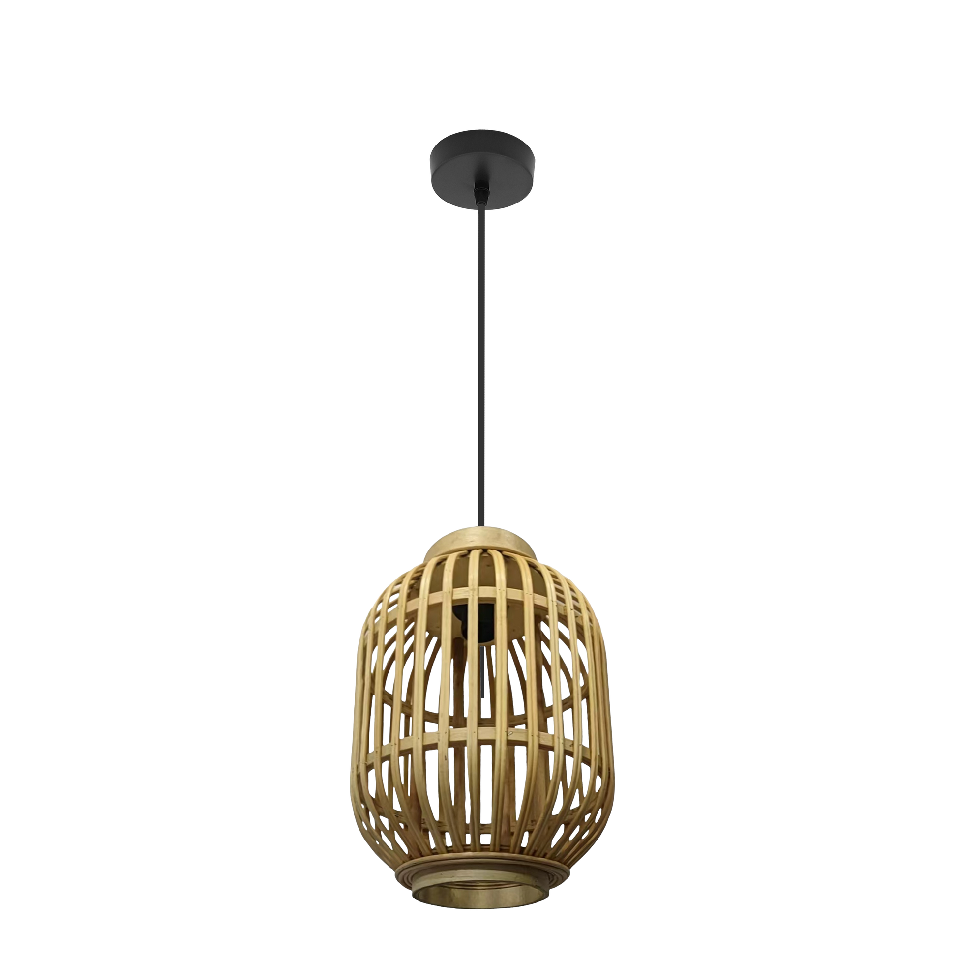 Colgante Diezma fabricado en metal y bambú color negro natural, ideal para interiores