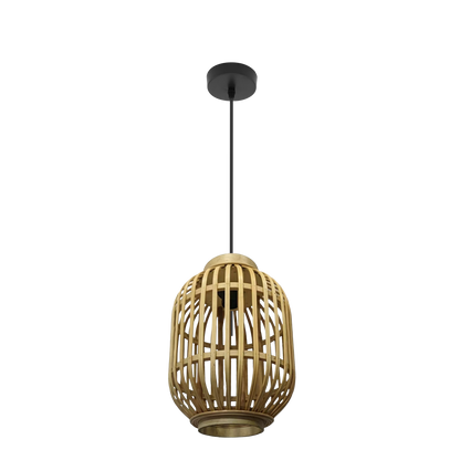 Colgante Diezma fabricado en metal y bambú color negro natural, ideal para interiores