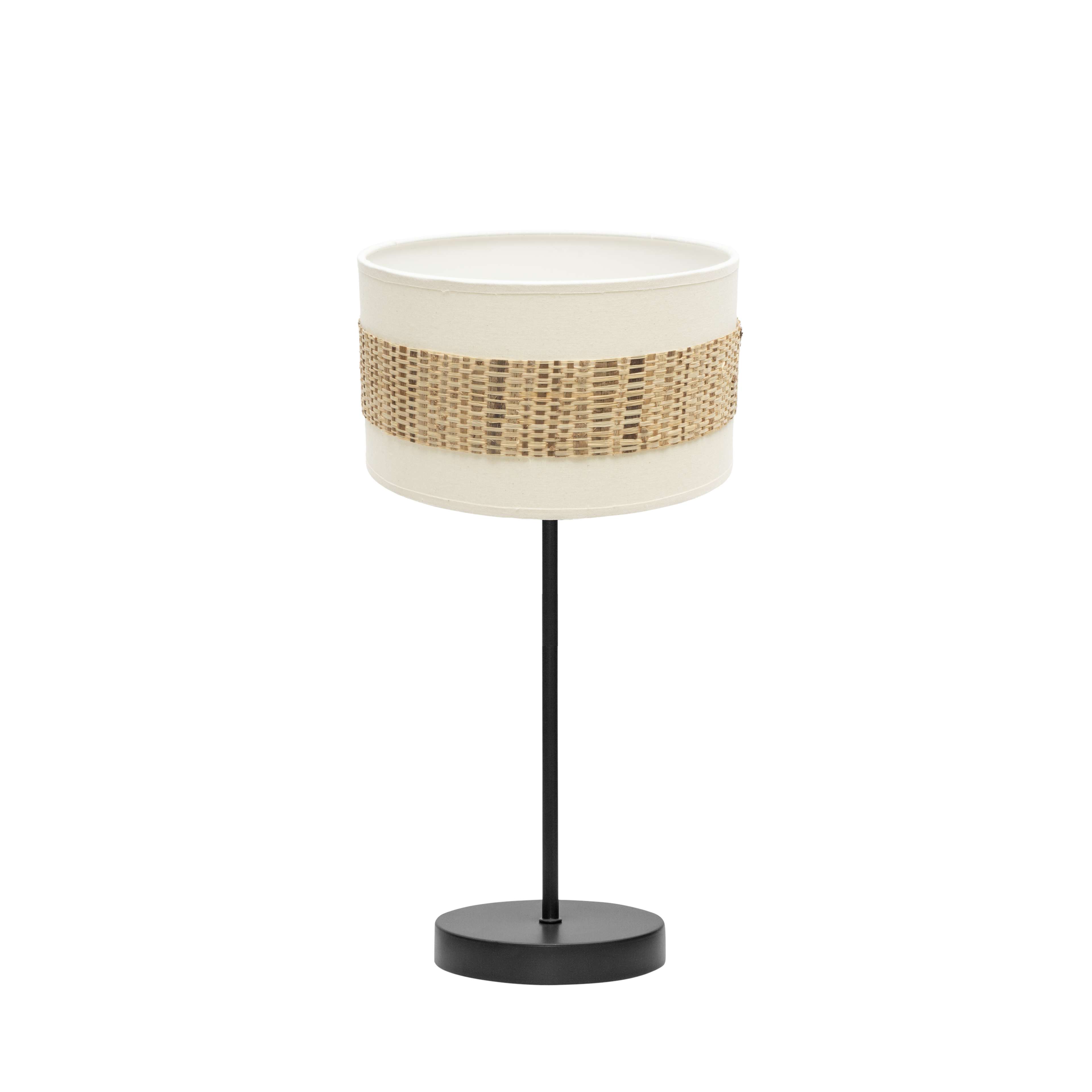 Sobremesa Nicaragua fabricada en metal negro y cañizo color natural/blanco