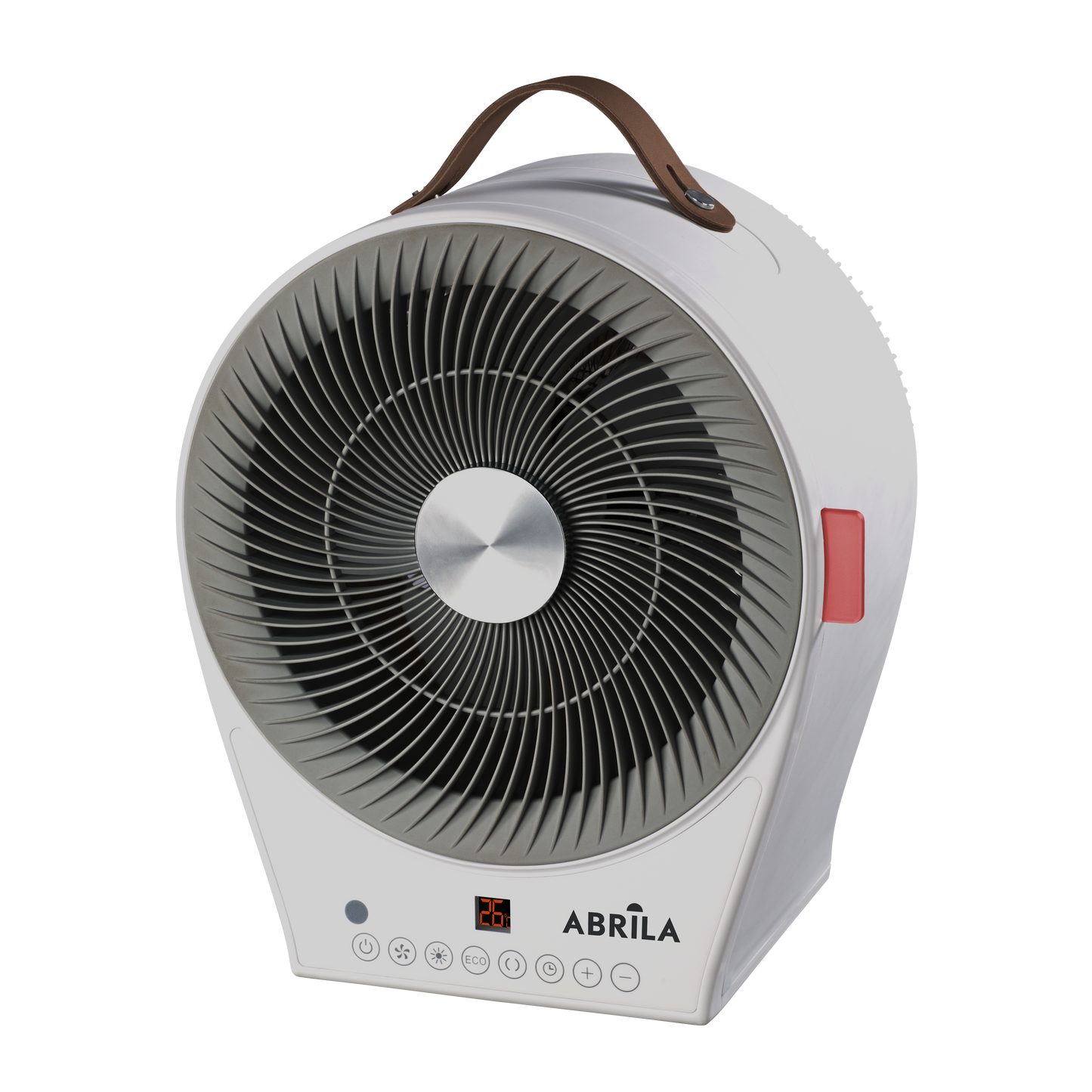 Termoventilador eléctrico Maraja 2000W de Fabrilamp, blanco y gris, con display y temporizador. luzguru.com