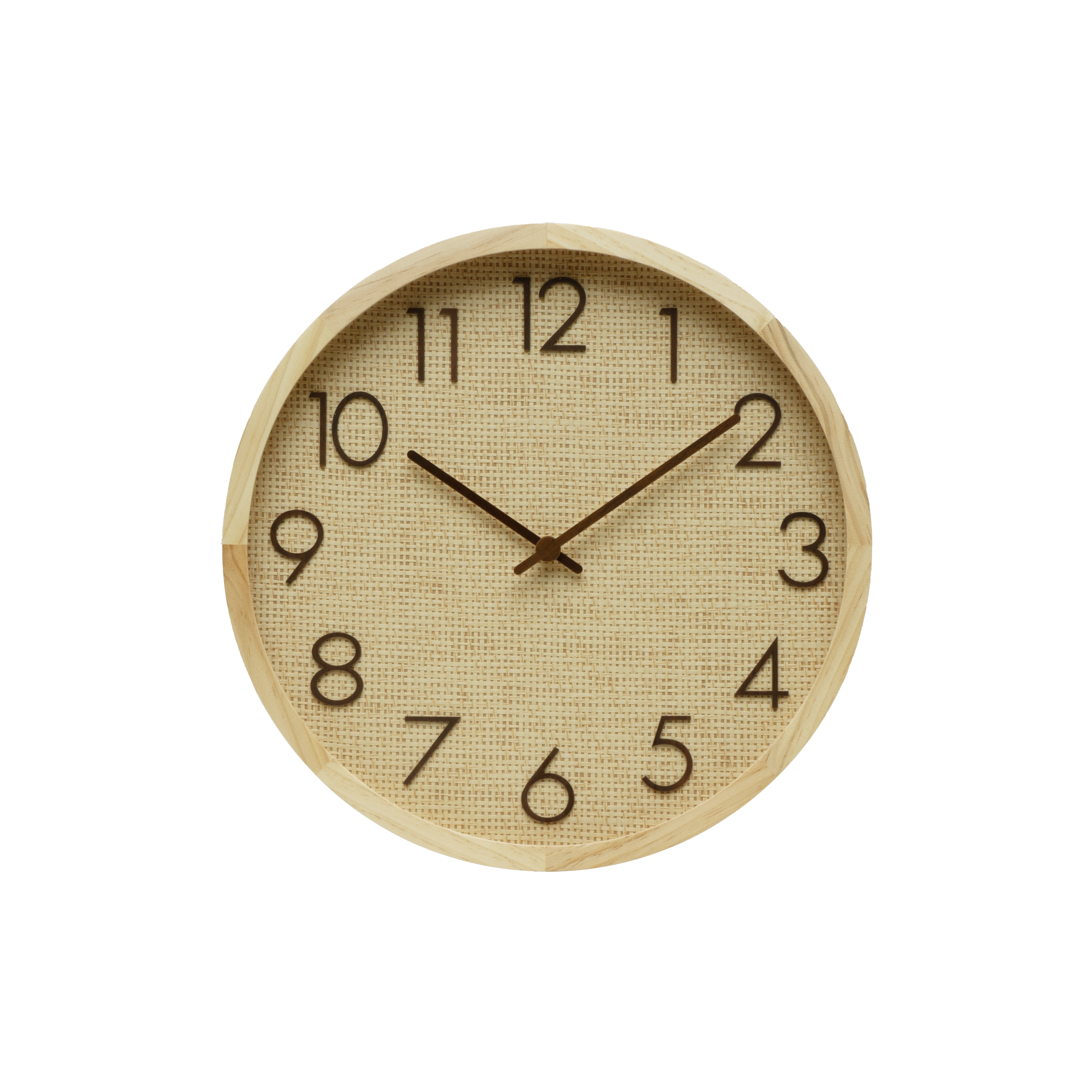 Reloj de pared Grenoble Haya/Rafia Natural 30x30x4cm, movimiento continuo, Fabrilamp