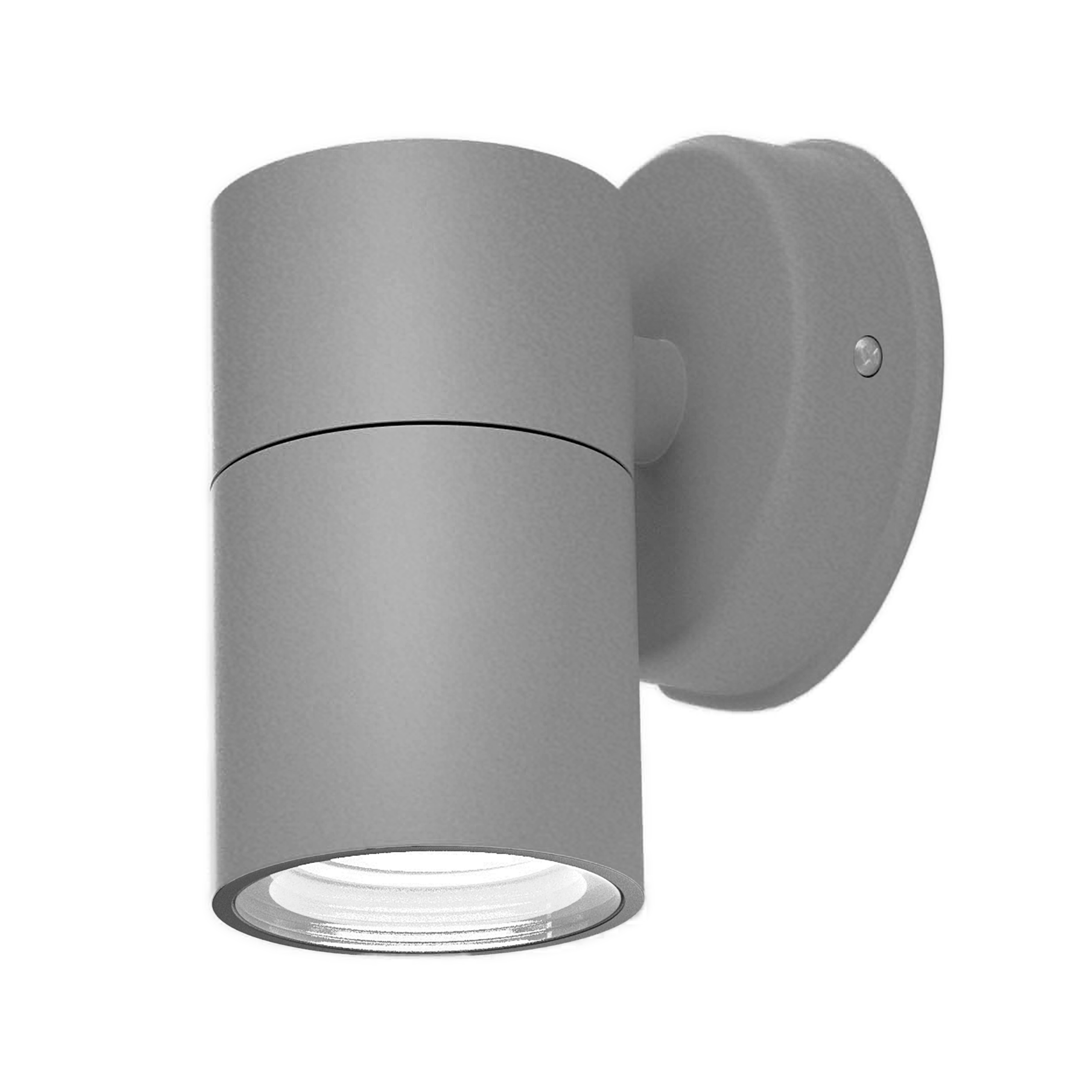 Aplique exterior Becala Gris GU10 IP44 de Fabrilamp, vista frontal. Iluminación moderna para exteriores.