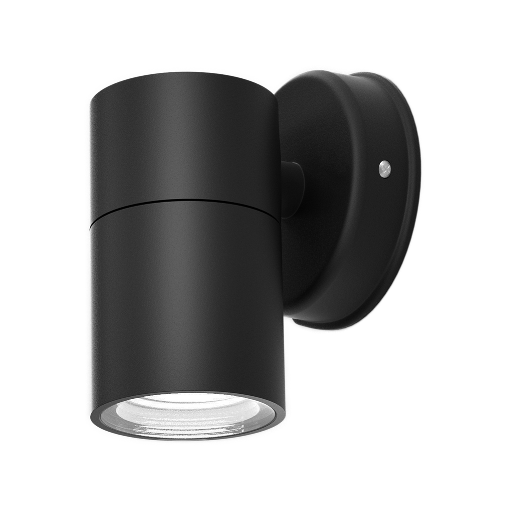 Aplique exterior Becala negro GU10 IP44 de Fabrilamp, diseño moderno y elegante para iluminar tu exterior.