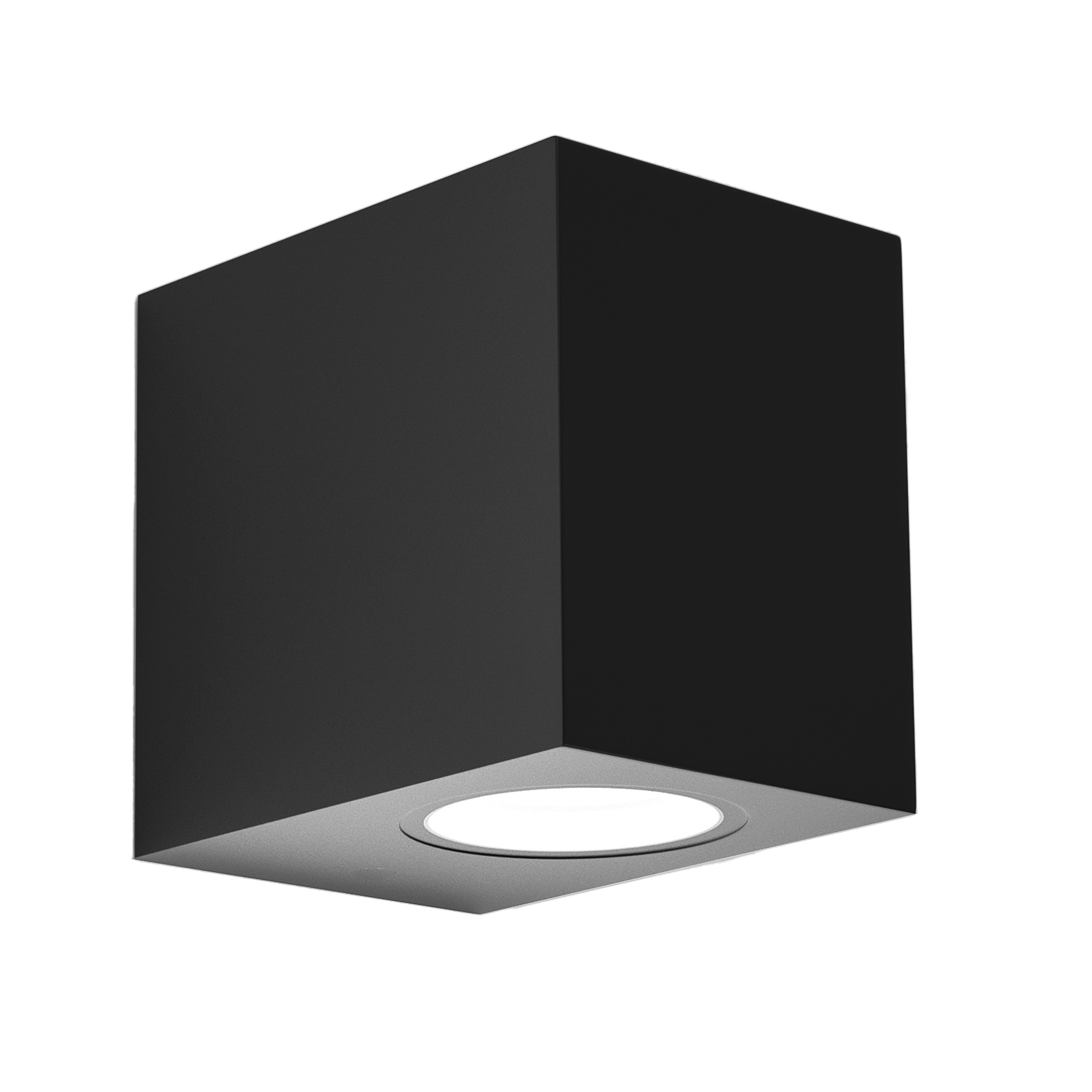 Aplique Exterior Alce Negro GU10 IP44 de Fabrilamp, vista frontal. Iluminación moderna para exteriores.