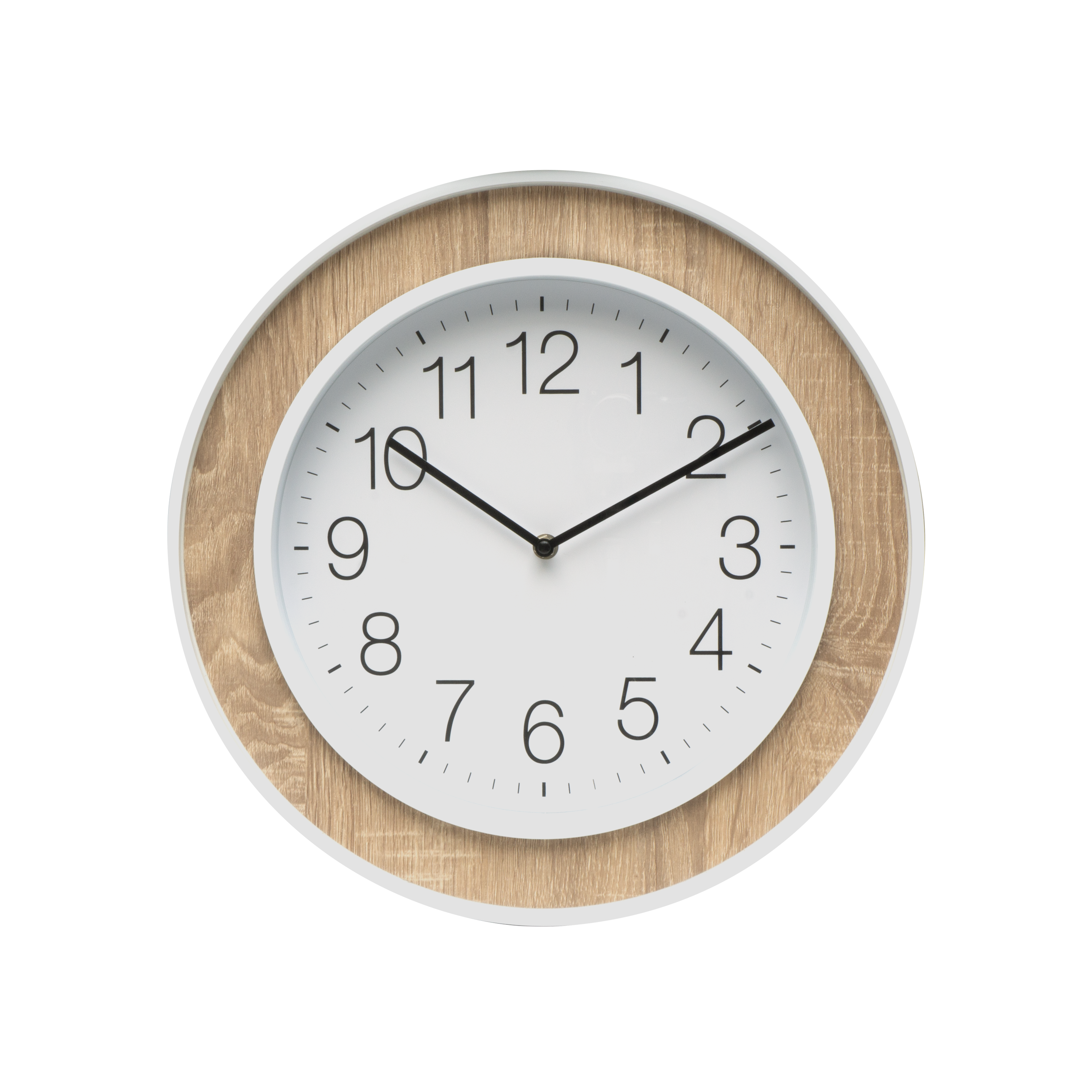 Reloj de pared Ojen Haya/Blanco de Fabrilamp, 41x41x5 cm, movimiento continuo. Diseño moderno y elegante para tu hogar.