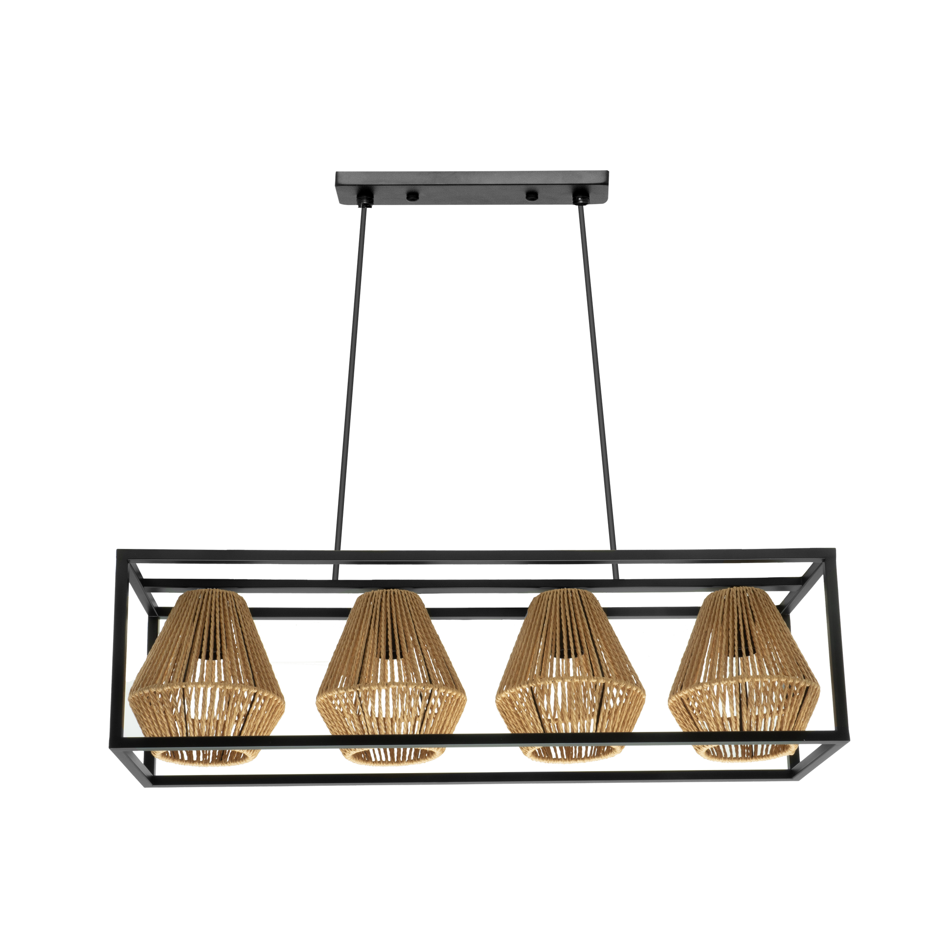 Lámpara Tutti Negro/Natural de Fabrilamp, diseño moderno y elegante en rattan.