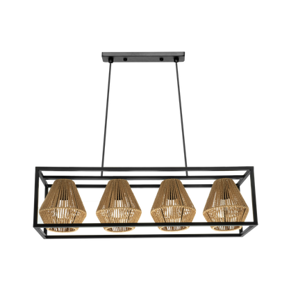 Lámpara Tutti Negro/Natural de Fabrilamp, diseño moderno y elegante en rattan.