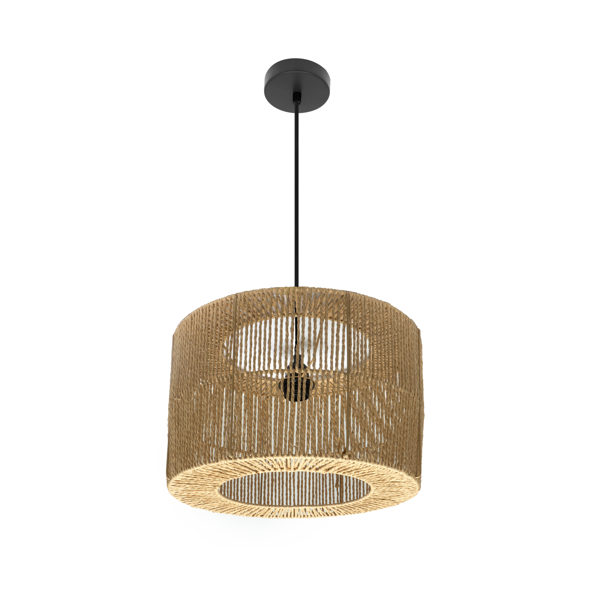 Colgante Pescara Negro/Natural de Fabrilamp/Abrila, diseño elegante y minimalista para tu hogar. luzguru.com