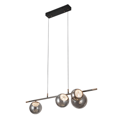 Regleta colgante Pompeya 4 luces, diseño moderno en negro, Fabrilamp.