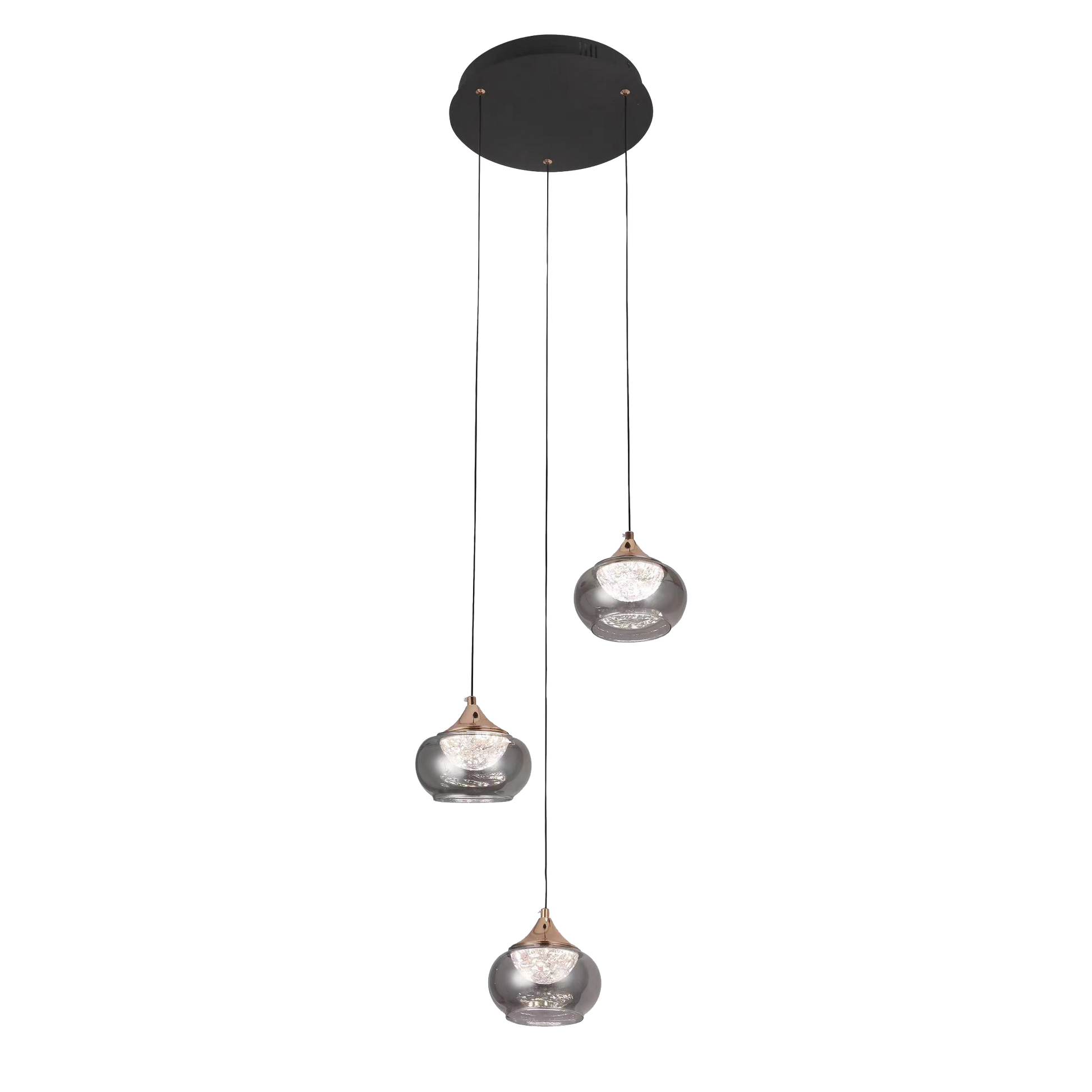 Plafón fabricado en metal color negro con cristal fumé transparente