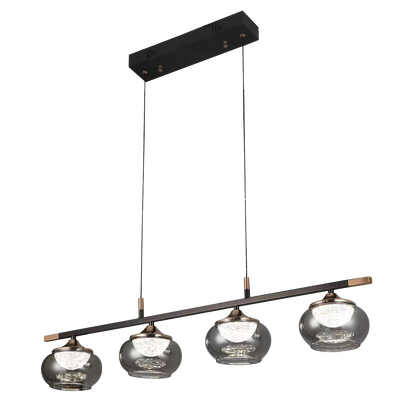 Regleta Pompeya fabricada en Metal color Negro con cristal fumé transparente