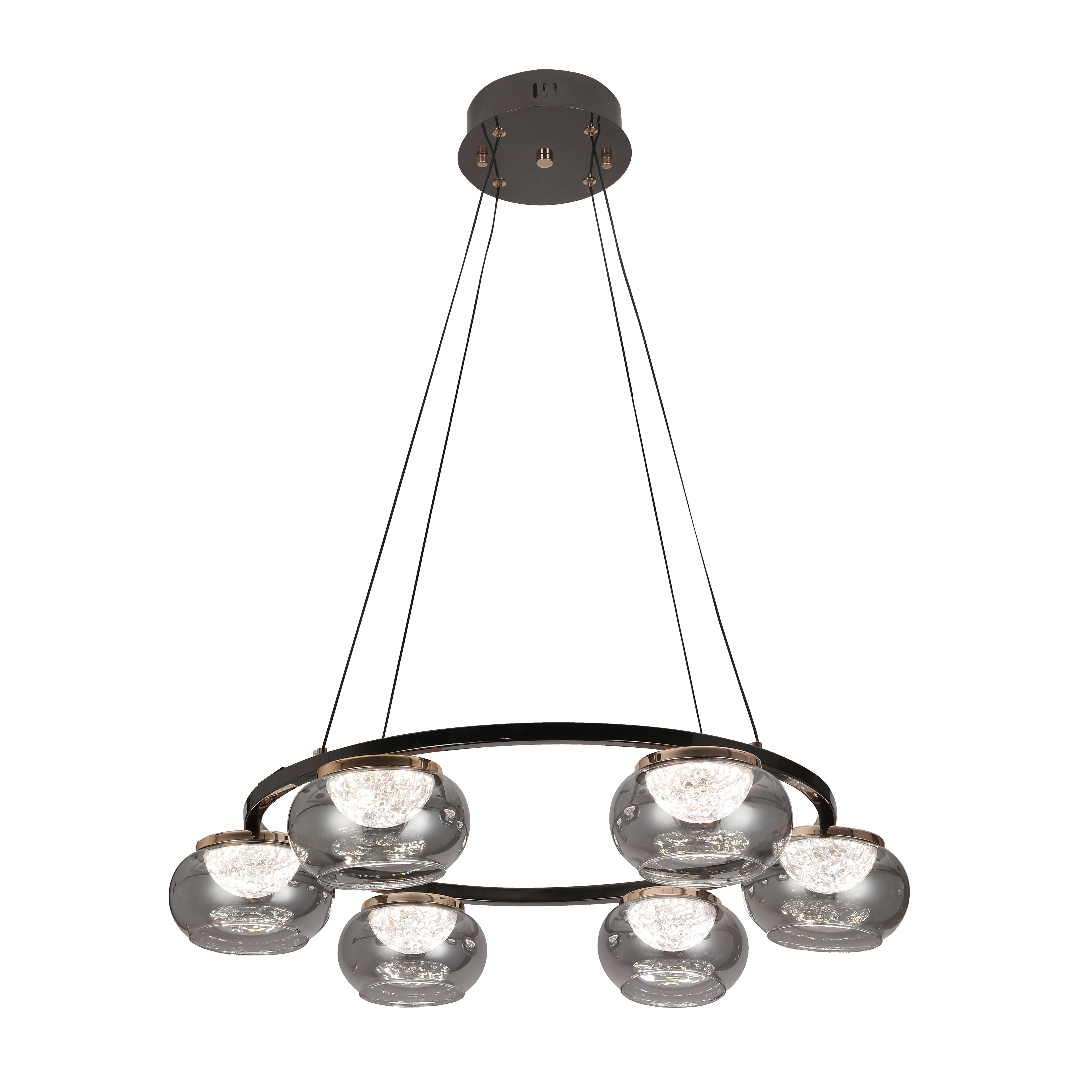 Colgante Pompeya 6L Negro de Fabrilamp/Abrila, diseño moderno y elegante para iluminar tu hogar.