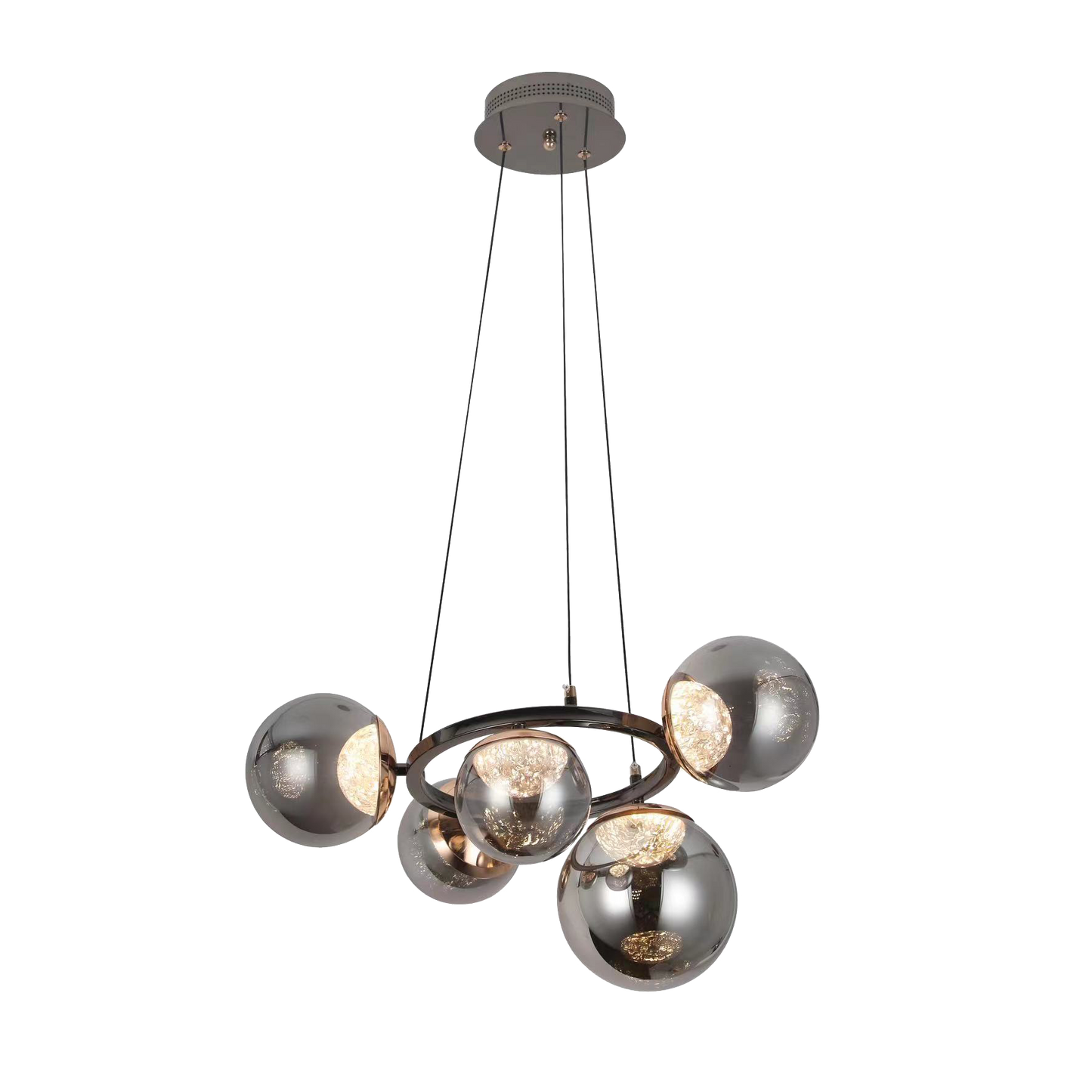 Colgante Pompeya 5 luces negro, diseño moderno y elegante de Fabrilamp, disponible en luzguru.com