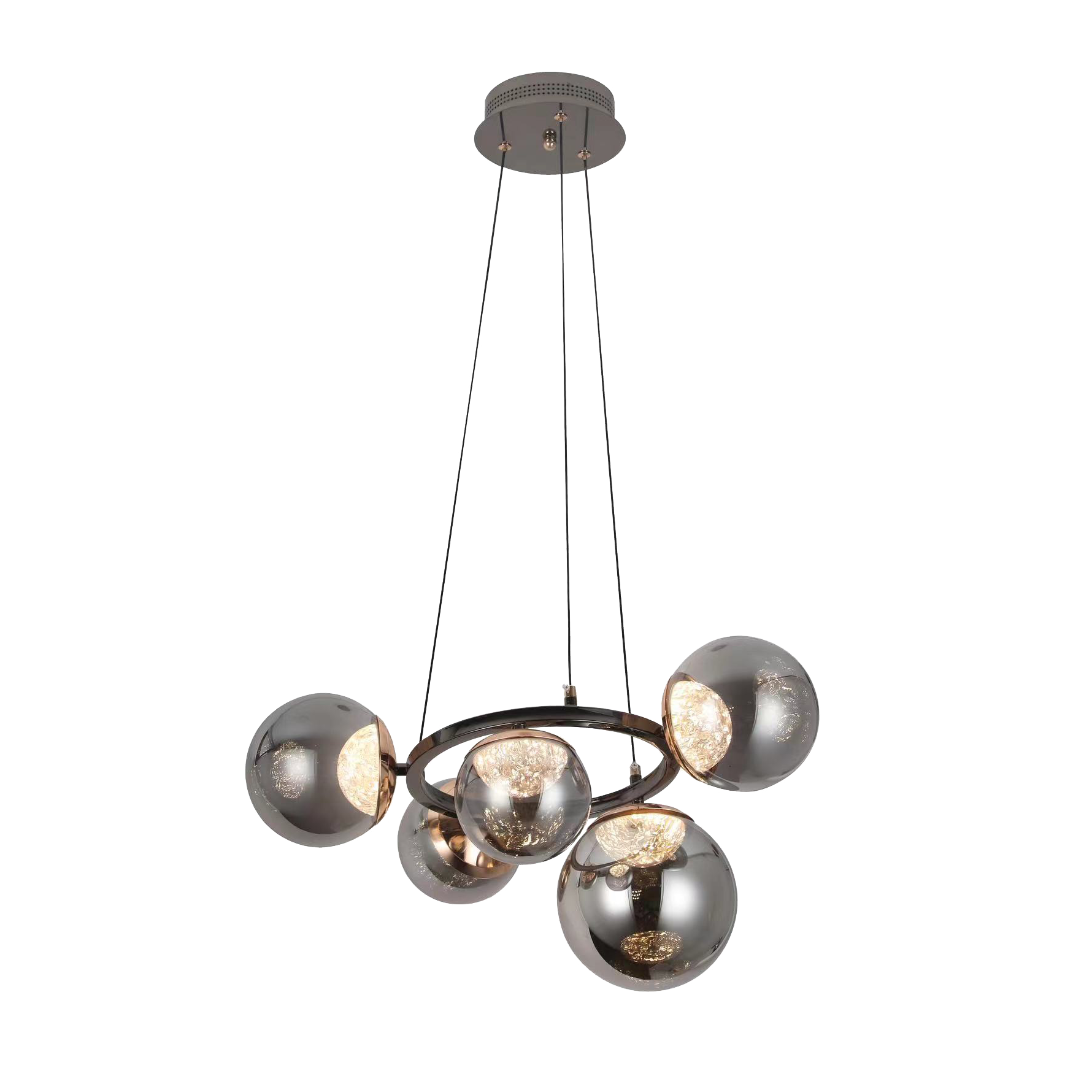 Lámpara Pompeya fabricada en Metal color Negro con cristal fumé