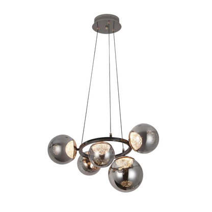Lámpara Pompeya fabricada en Metal color Negro con cristal fumé