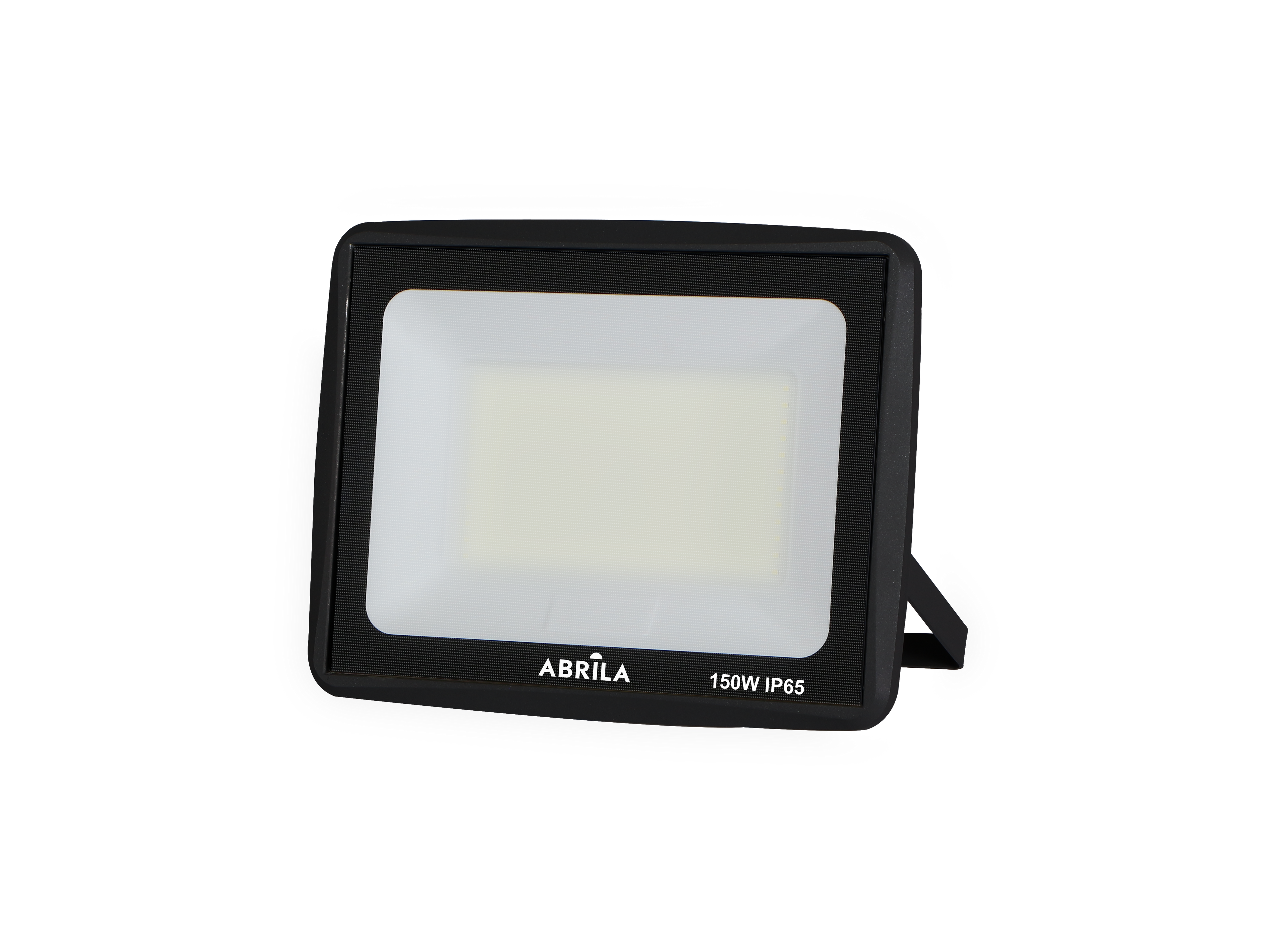 Proyector Zircon 150W 6500K Negro, vista frontal. Iluminación potente para exteriores.