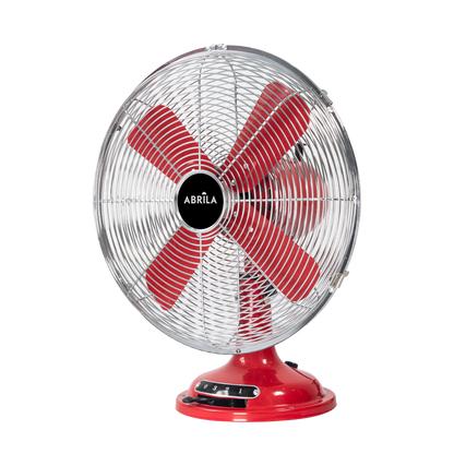 Ventilador de sobremesa Capitolio Rojo/Cromo, vista frontal. Fabrilamp en luzguru.com