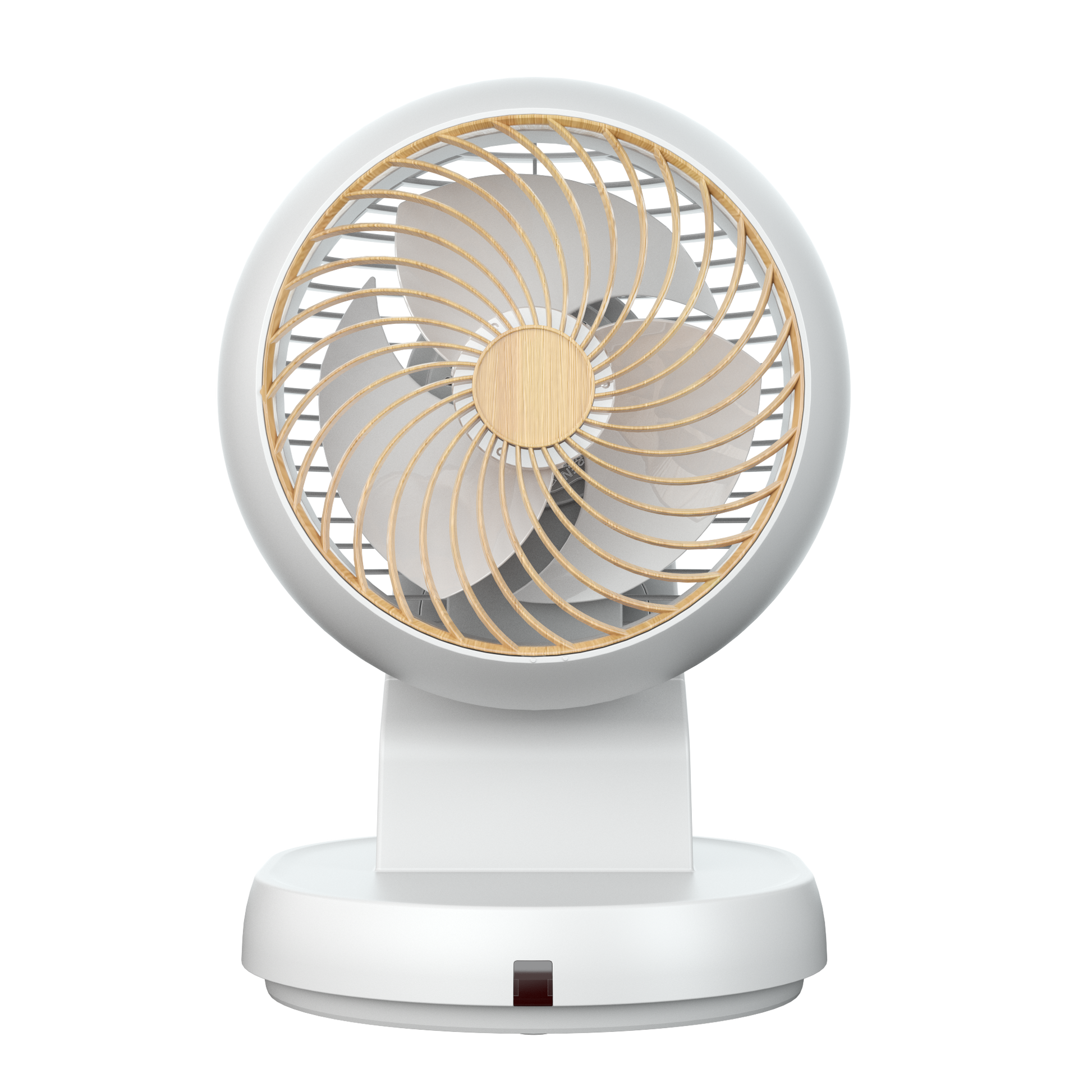 Ventilador de sobremesa Urbel blanco/haya con mando a distancia y temporizador. Fabrilamp.