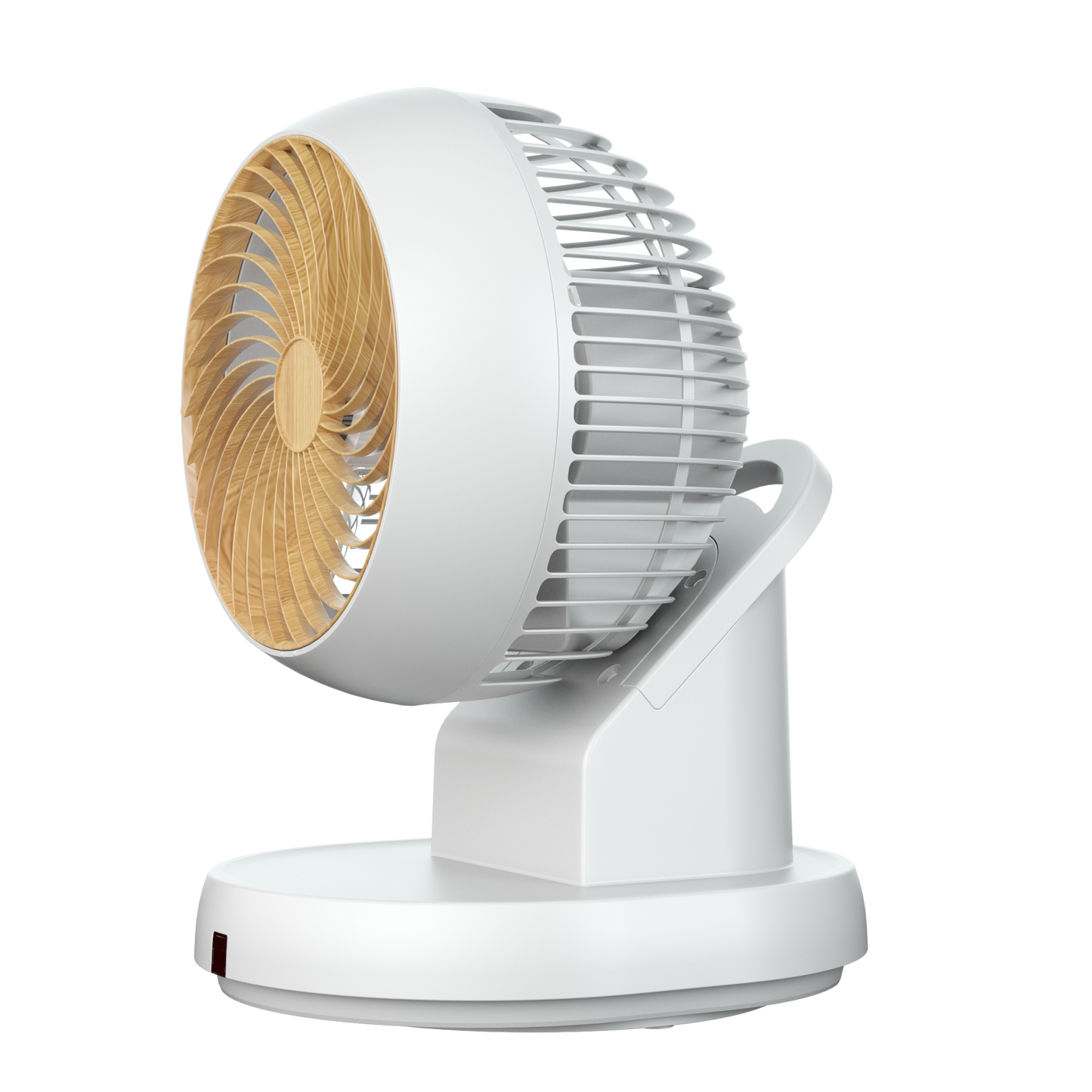 Ventilador de sobremesa Urbel blanco/haya con mando a distancia y temporizador. Fabrilamp.