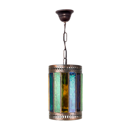 Colgante Casablanca fabricado en metal color marrón y cristal de colores