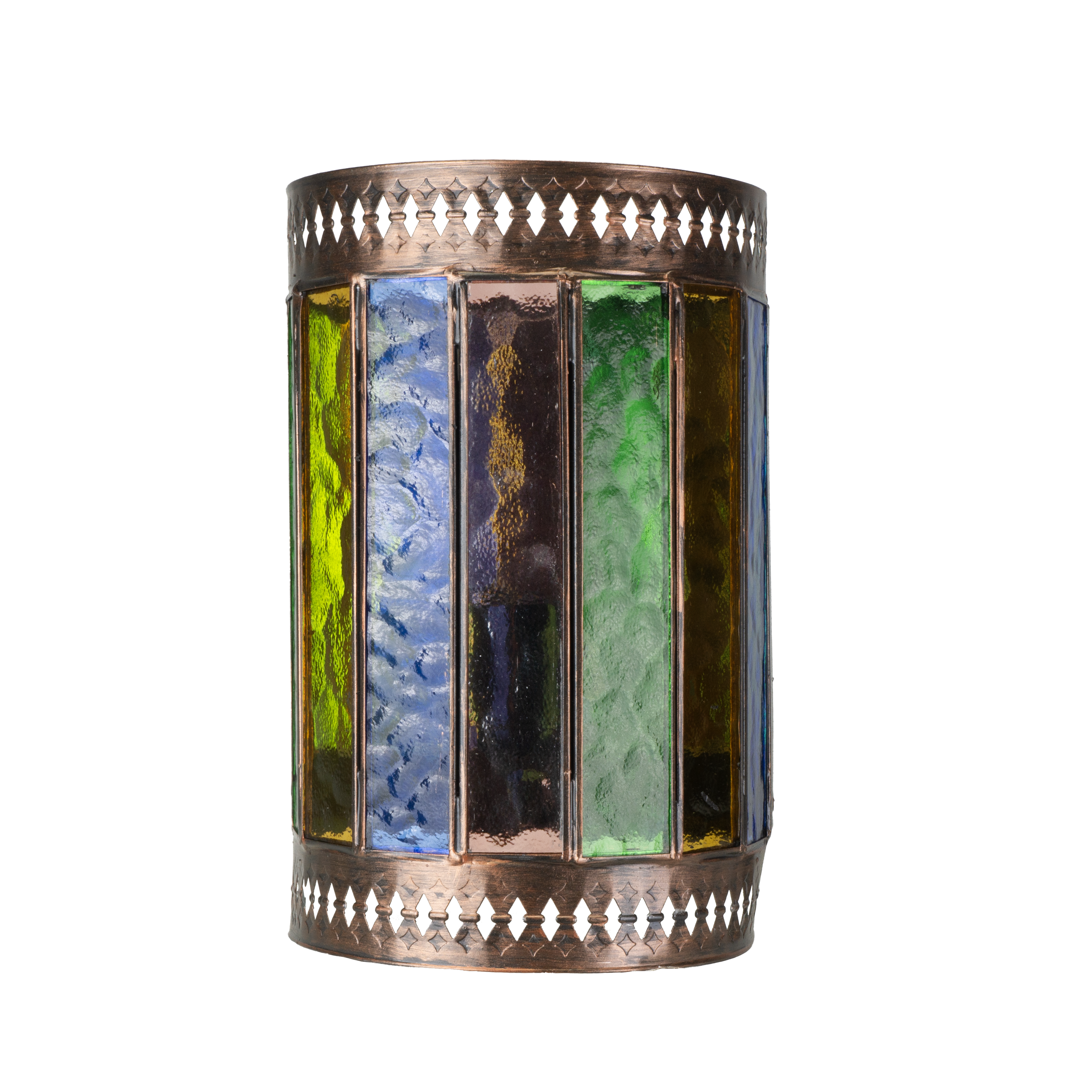 Aplique Casablanca fabricado en metal color marrón con cristales de colores