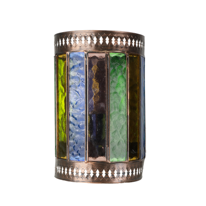 Aplique Casablanca fabricado en metal color marrón con cristales de colores