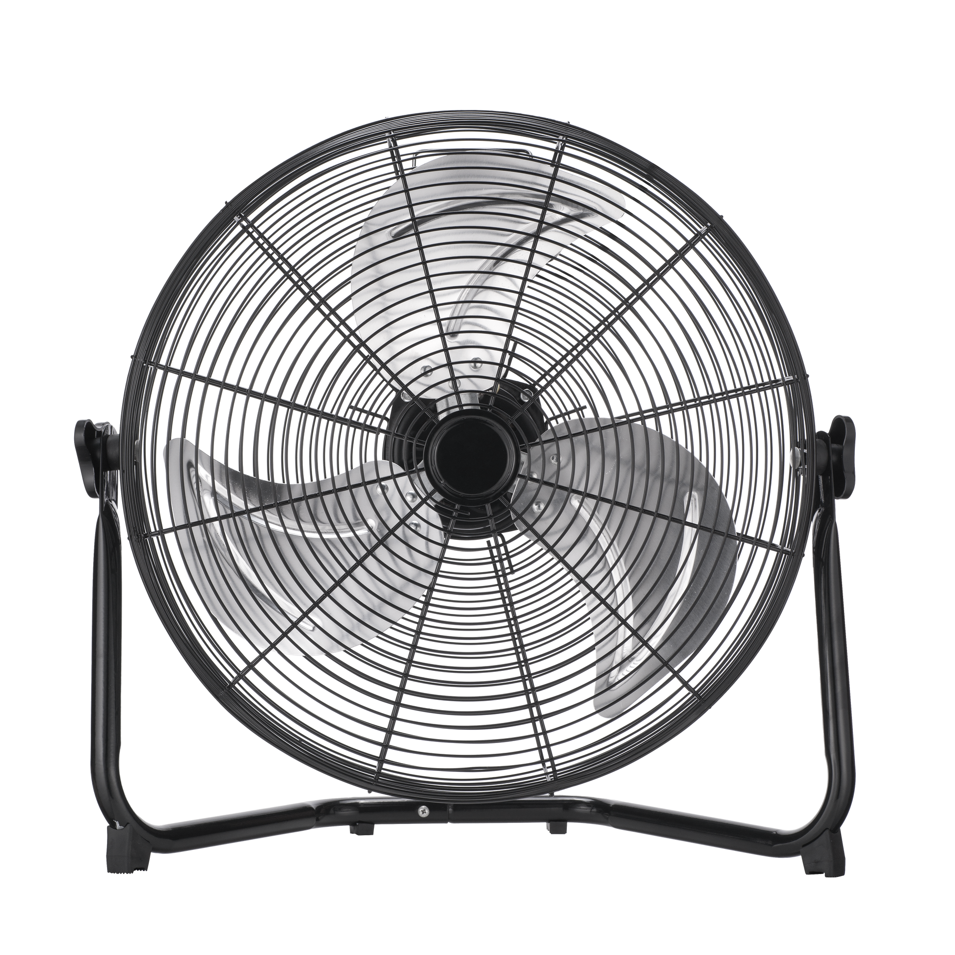 Ventilador Industrial Midas 120w Negro/Cromo de Fabrilamp, vista frontal.