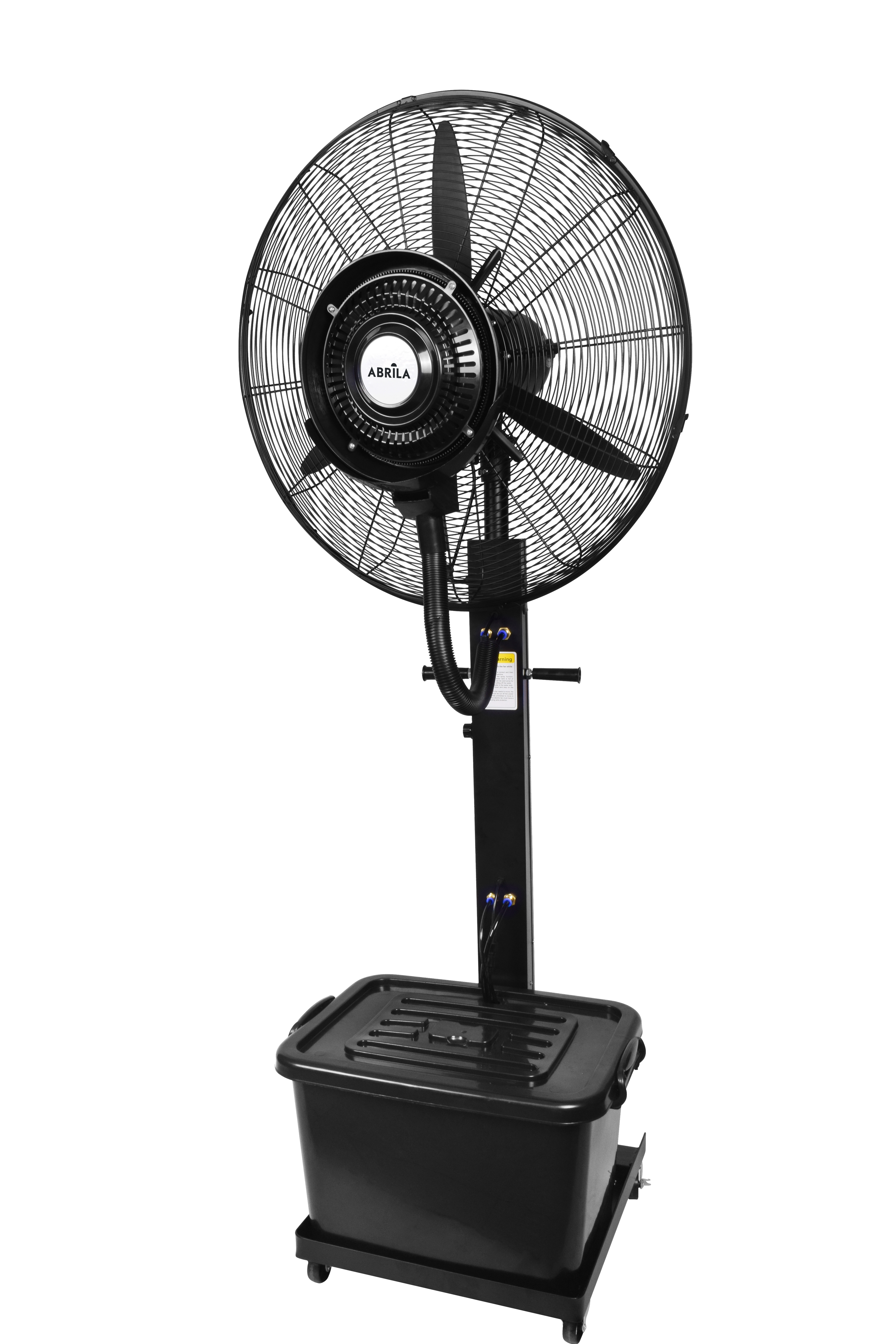Ventilador de pie Diluvio Negro de Fabrilamp con nebulizador y tanque de 42 litros.
