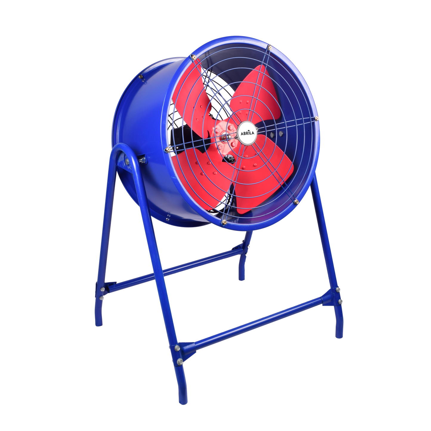 Ventilador Industrial Dana Azul/Rojo 550W de Fabrilamp con soporte y 4 aspas. Modelo 238971008