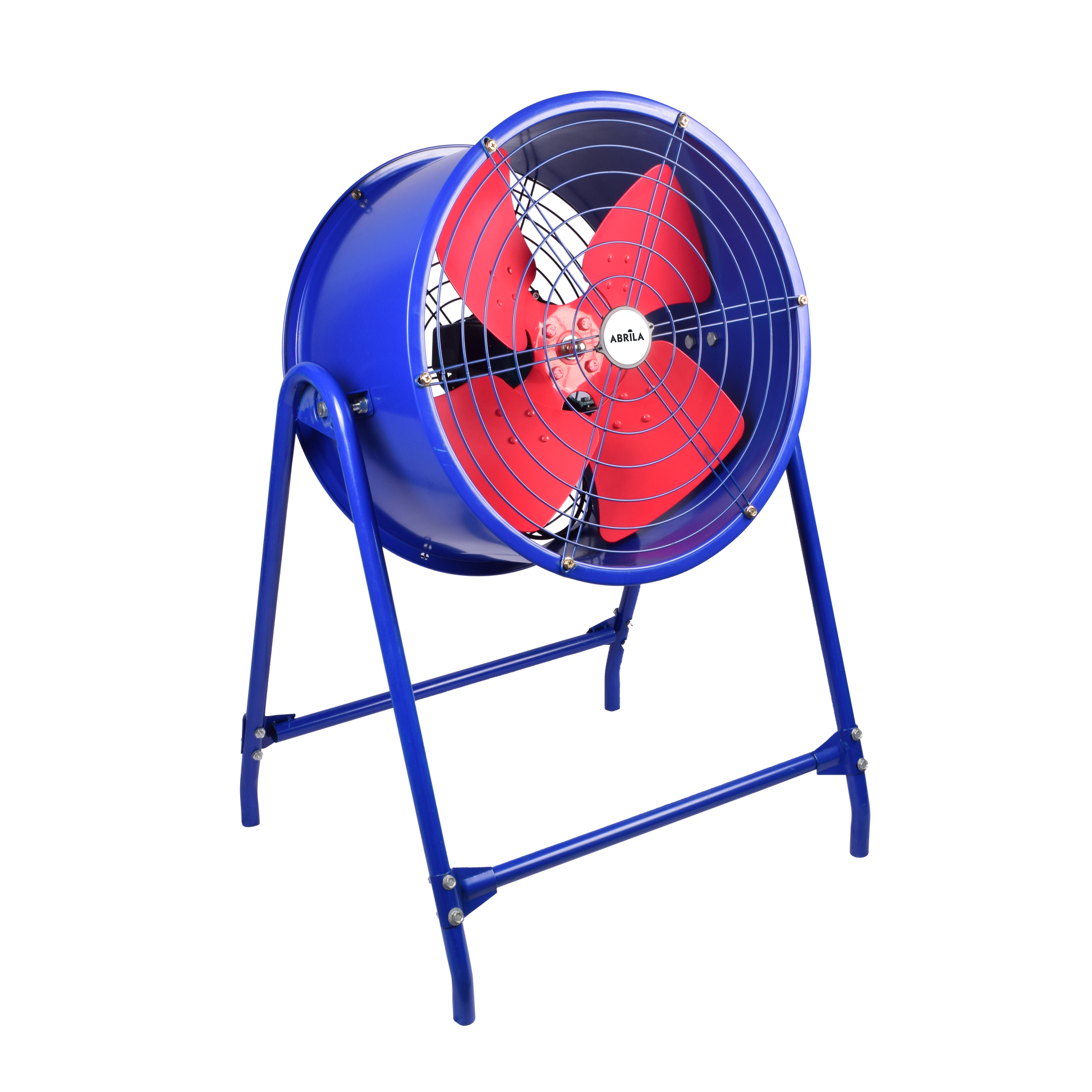 Ventilador Industrial Dana Azul/Rojo 550W de Fabrilamp con soporte y 4 aspas. Modelo 238971008