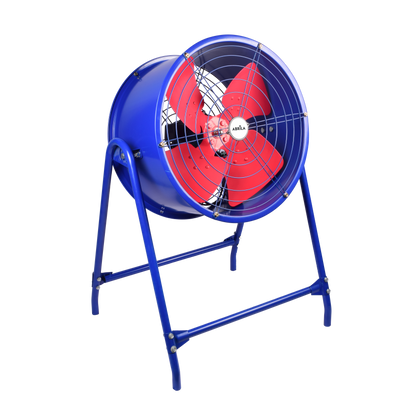 Ventilador Industrial Dana Azul/Rojo 550W de Fabrilamp con soporte y 4 aspas. Modelo 238971008