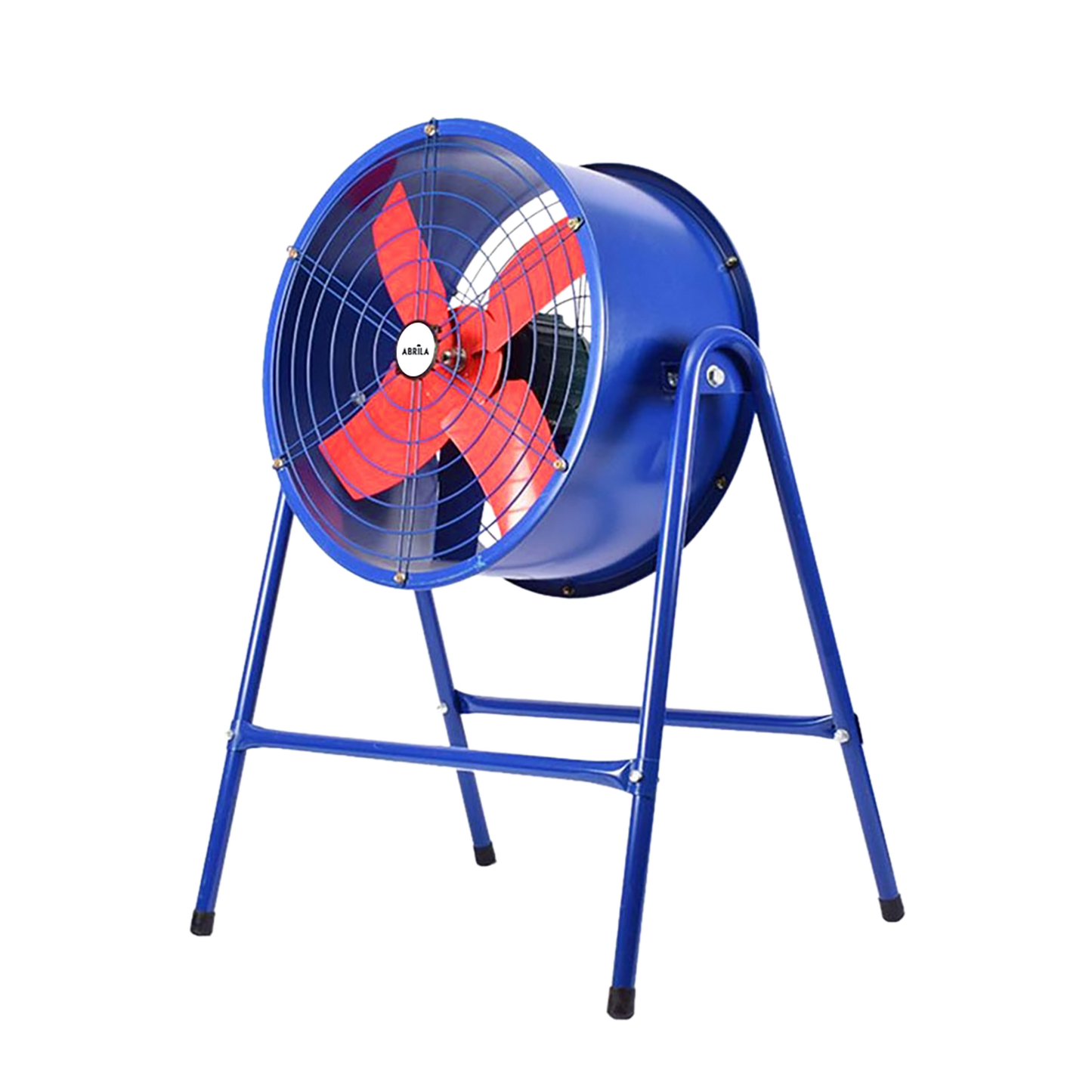 Ventilador Industrial Torrente Azul/Rojo 550W de Fabrilamp, 4 aspas, soporte metálico, 103x58x27cm