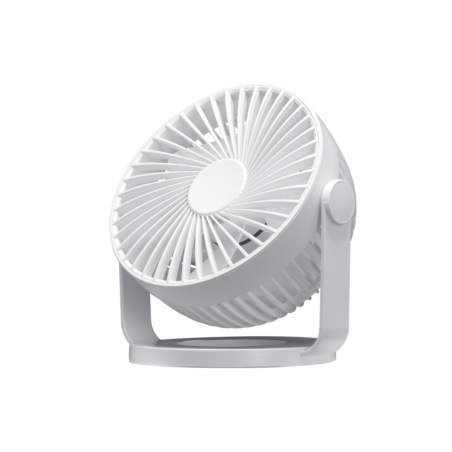 Mini ventilador sobremesa Bretaña blanco 5w, 3+1 velocidades, recargable, USB, orientable, 5 aspas.