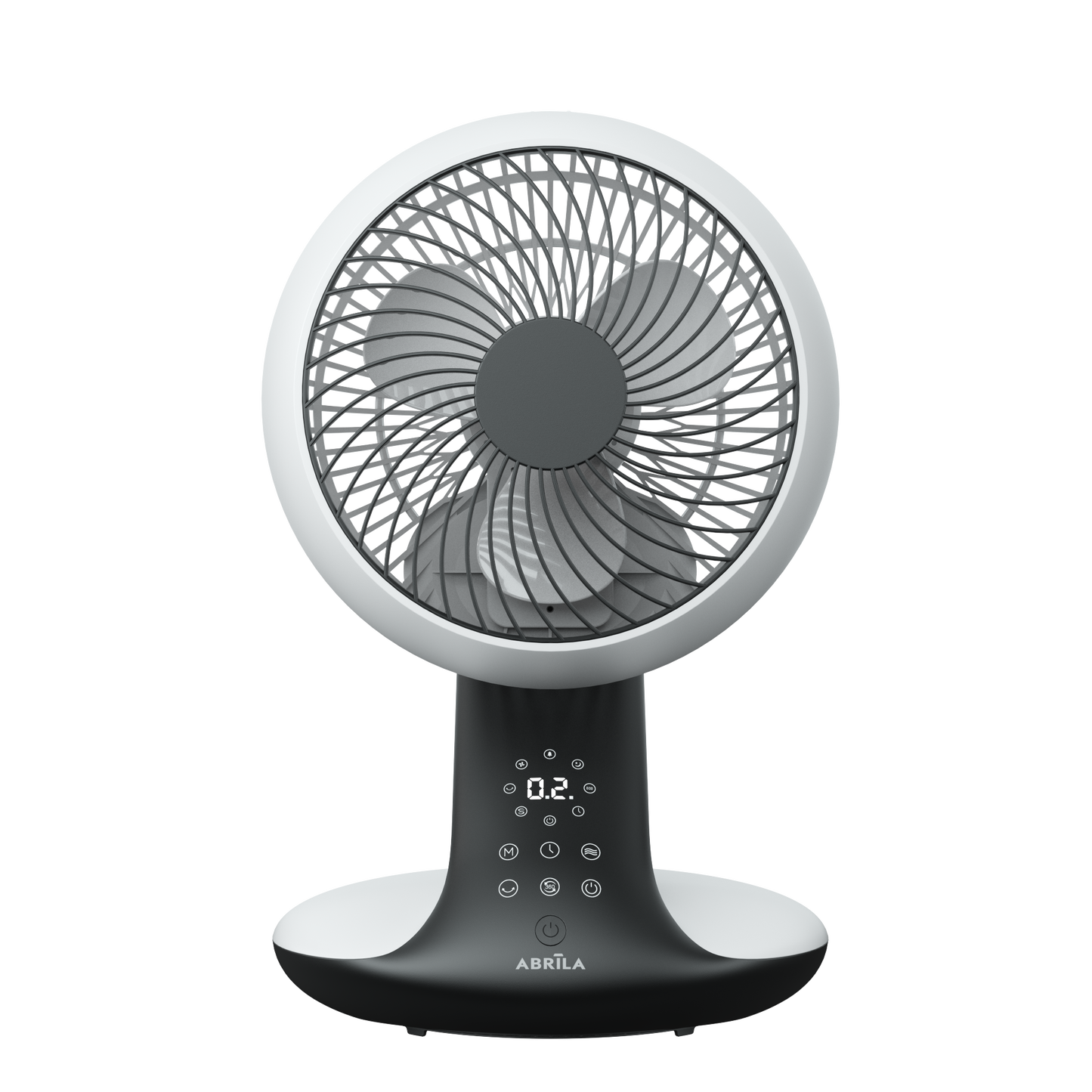 Ventilador de sobremesa Miera blanco/negro de Fabrilamp, vista frontal.