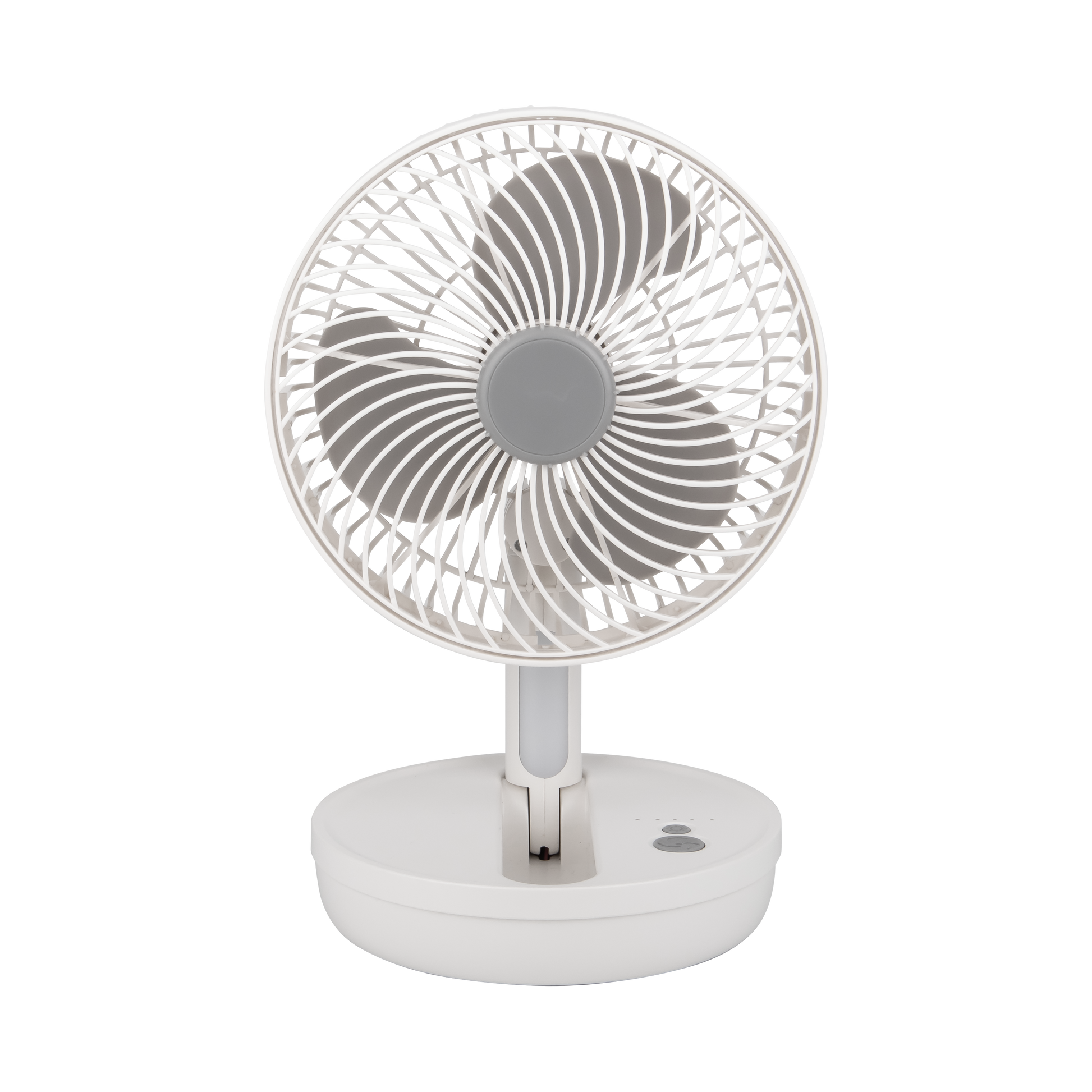 Ventilador Inalámbrico Sobremesa Pacheco Blanco/Gris 5w, vista frontal