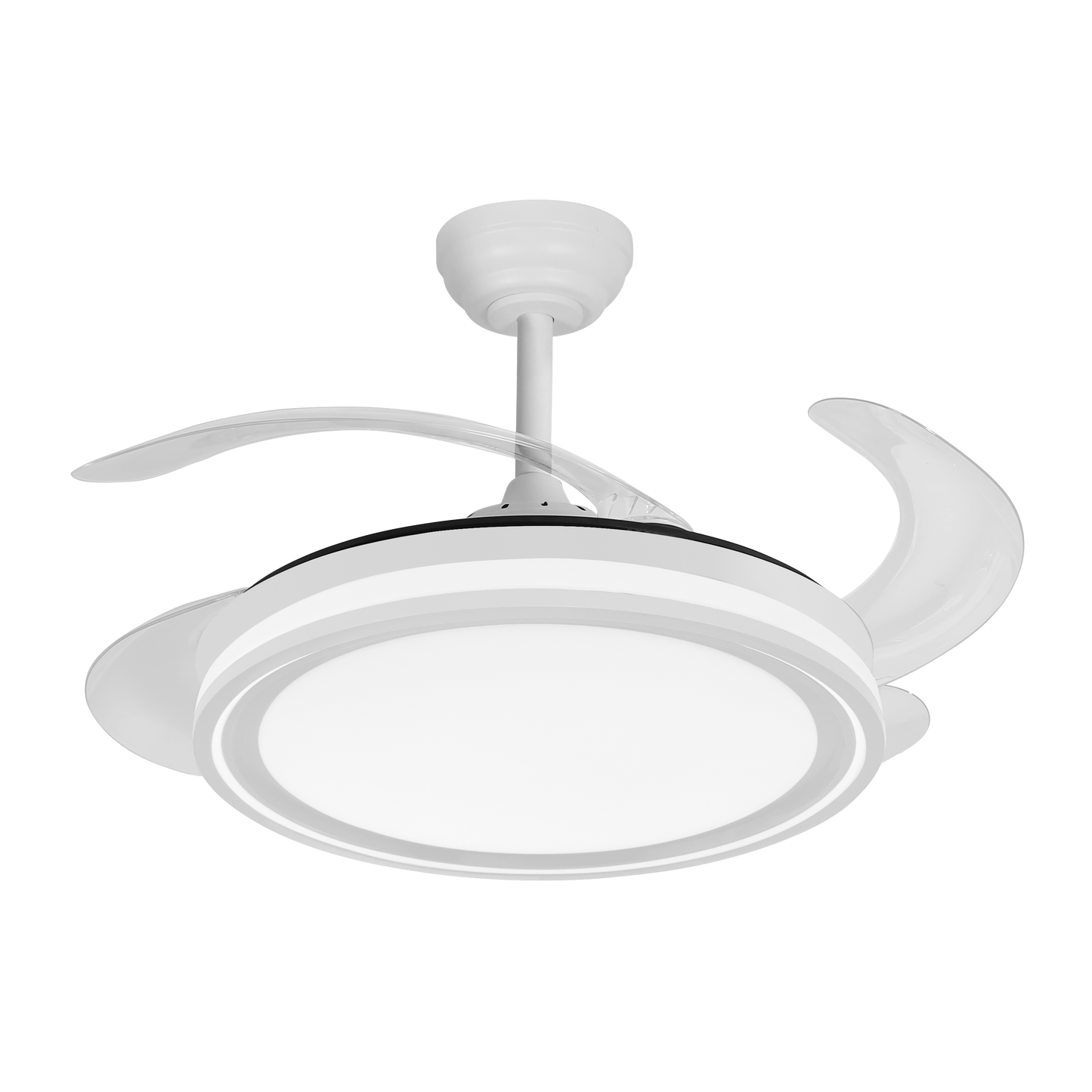 Moderno ventilador de techo con aspas retráctiles perfecto para el dormitorio