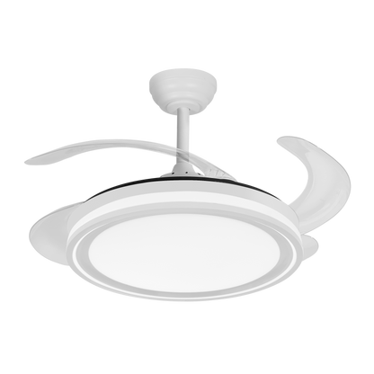 Moderno ventilador de techo con aspas retráctiles perfecto para el dormitorio