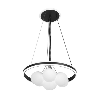 Lámpara Rodano fabricada en metal color negro con acrílico blanco