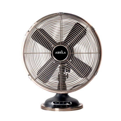 Ventilador de sobremesa Capitolio Negro/Cobre, vista frontal, Fabrilamp