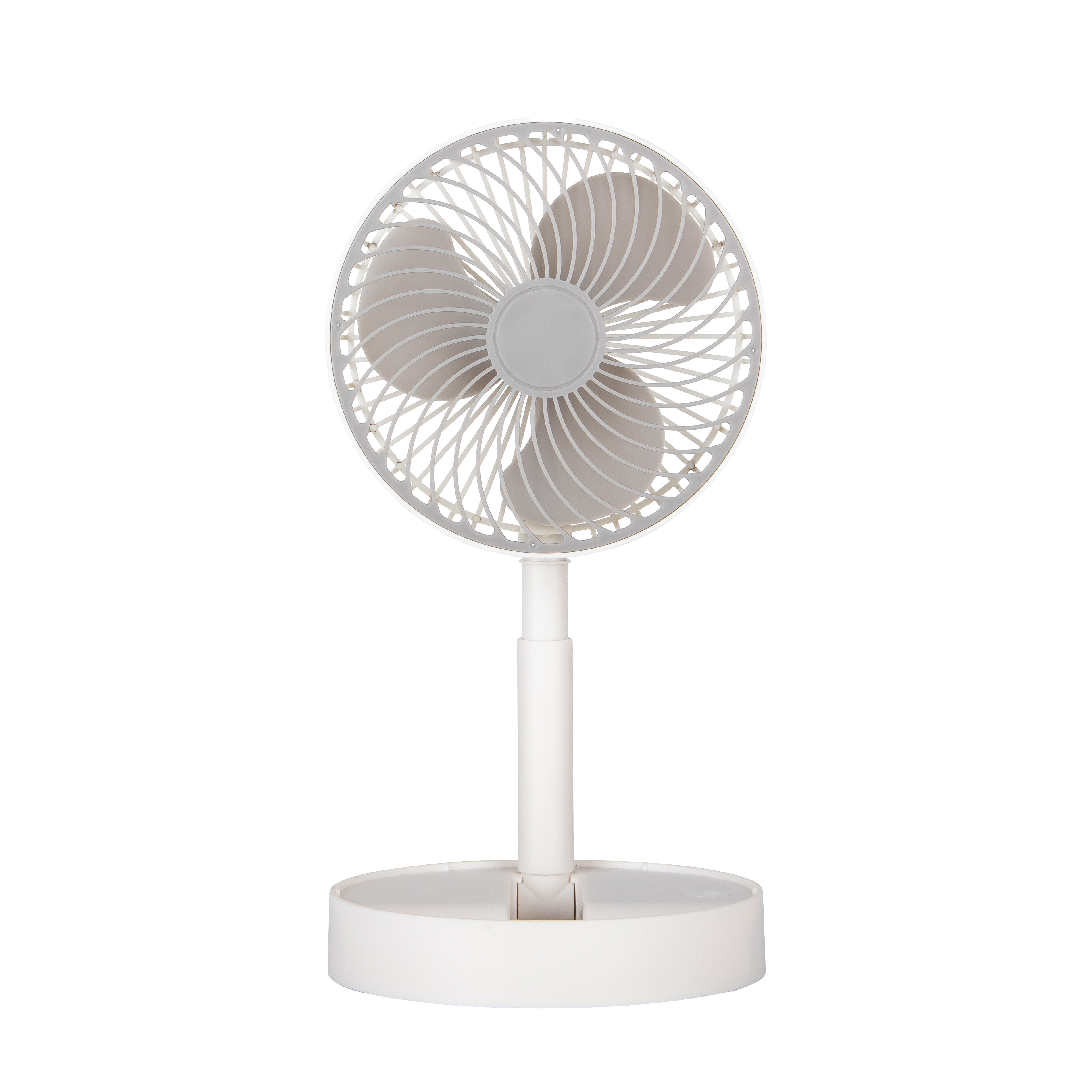 Ventilador recargable blanco y gris perfecto para el escritorio