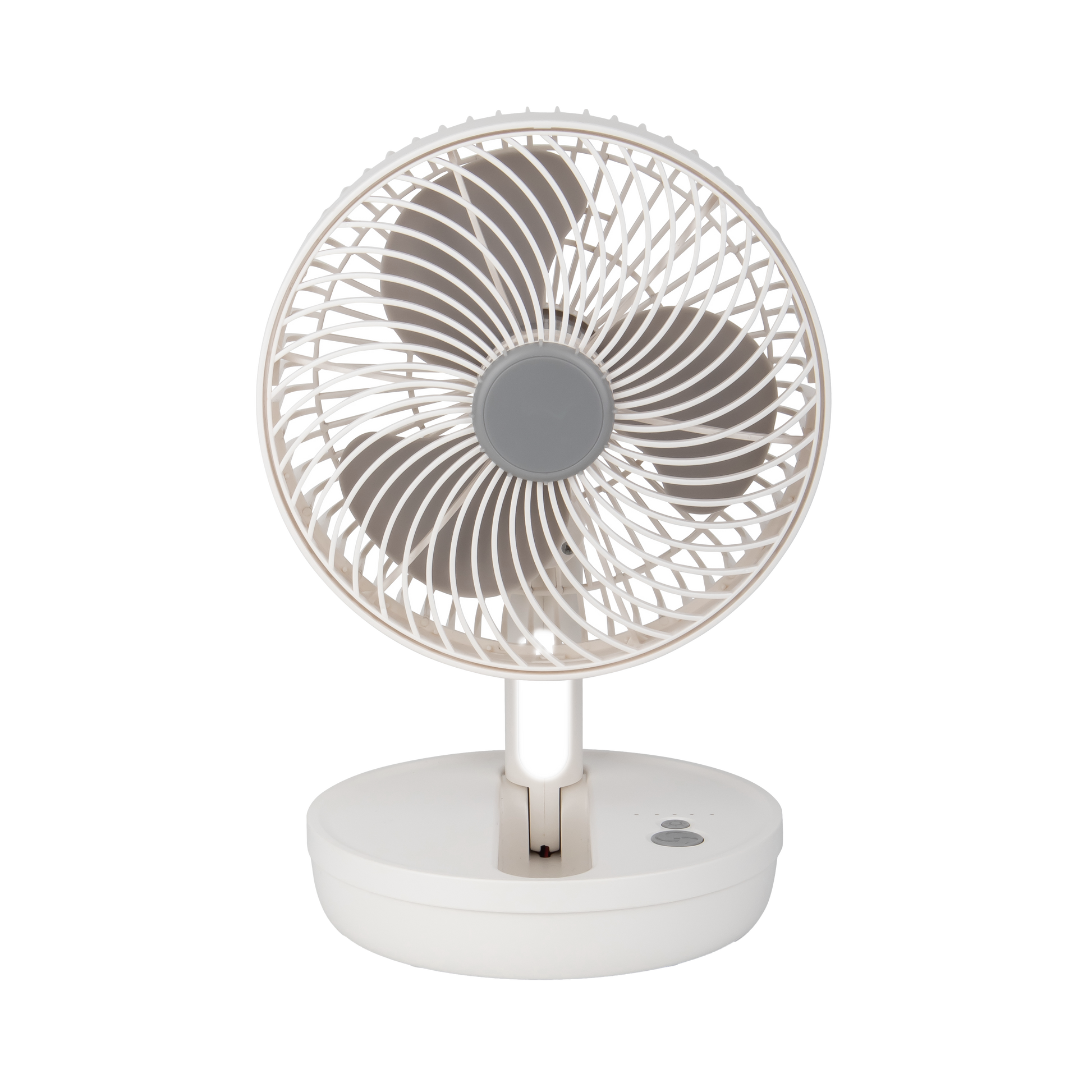 Ventilador Inalámbrico Sobremesa Pacheco Blanco/Gris 5w, vista frontal