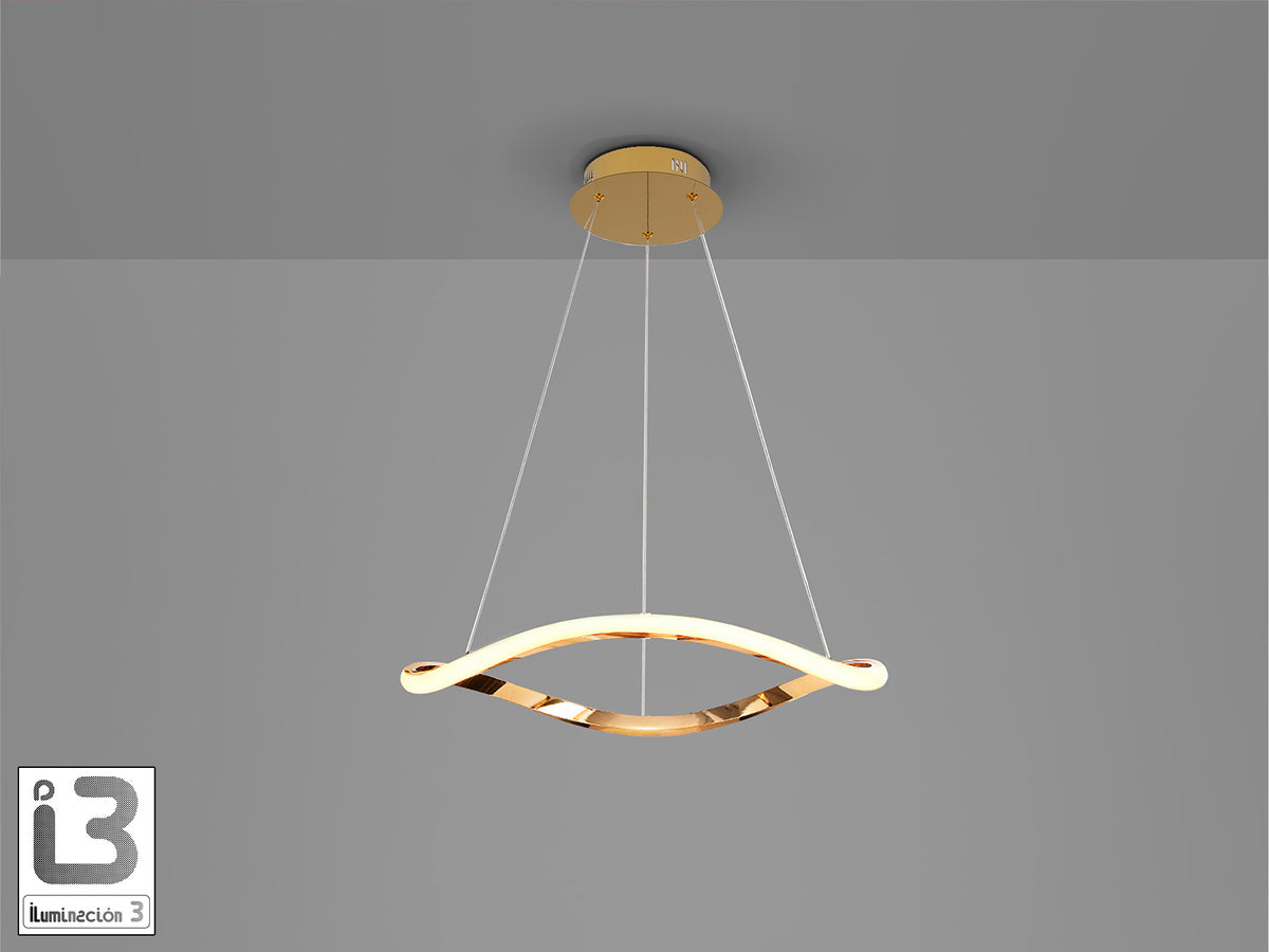 Lámpara Colgante LED Naos 60 cm Aro Oro Rosa Schuller en ambiente decorado | Schuller