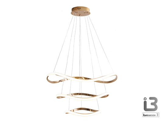 Lámpara Colgante Naos 3 Aros 80 cm Oro Rosa Dimable Schuller - vista principal | Schuller