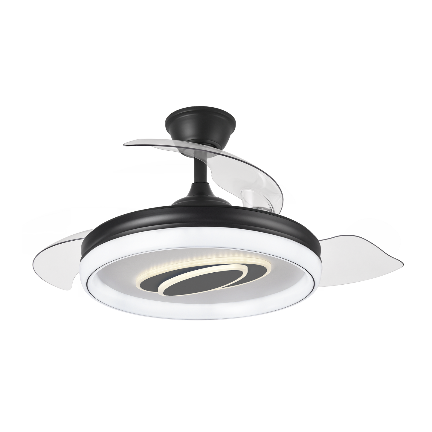 Moderno ventilador de techo con aspas retráctiles ideal para dormitorio